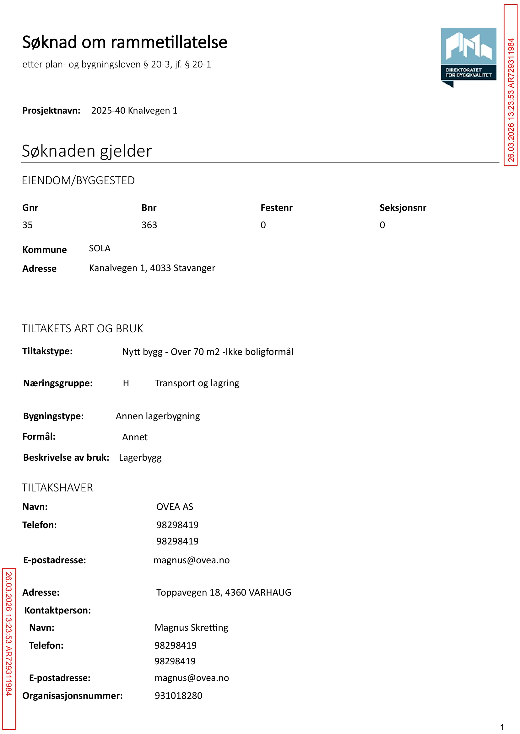 Søknad om rammetillatelse