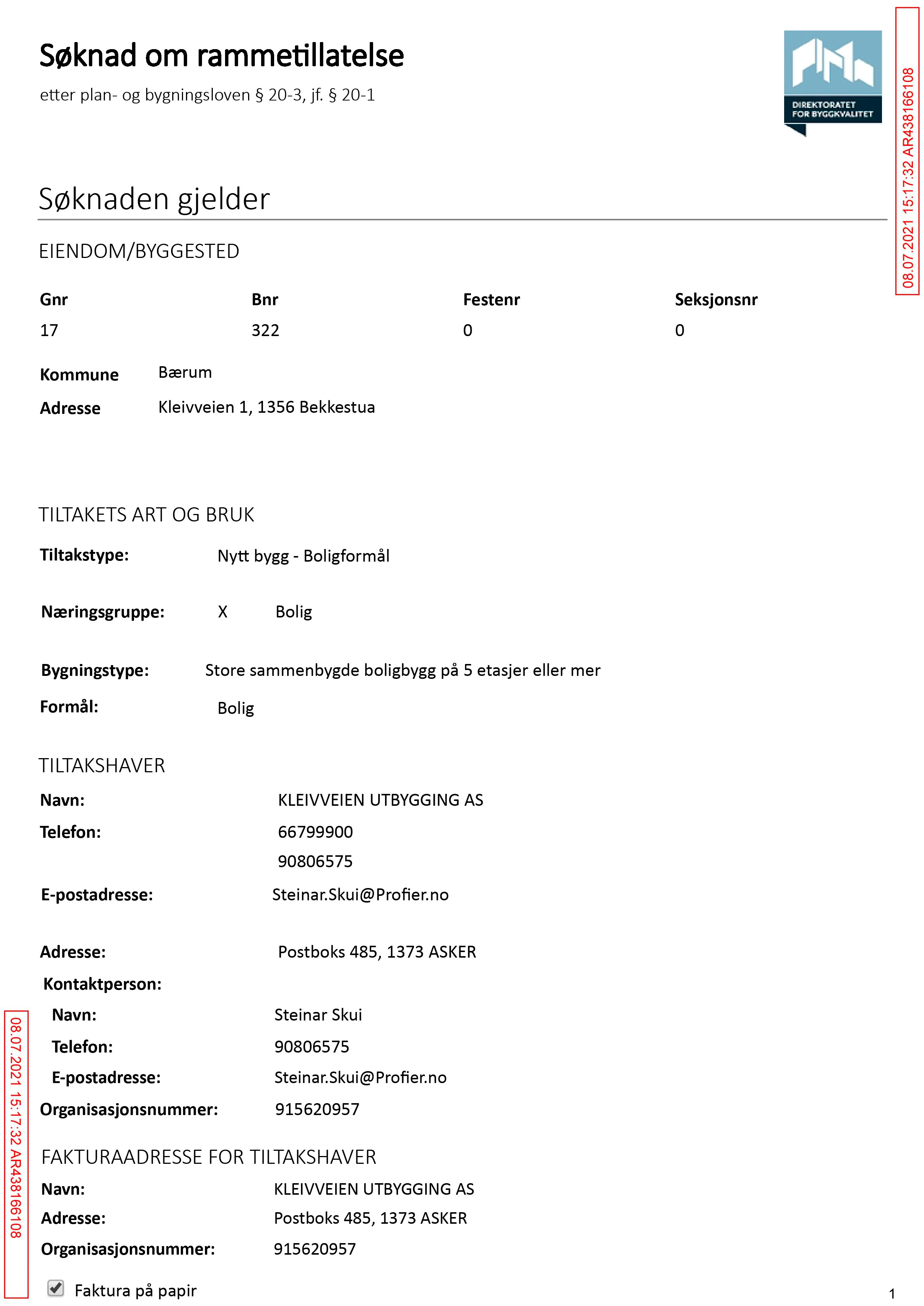 Søknad om rammetillatelse