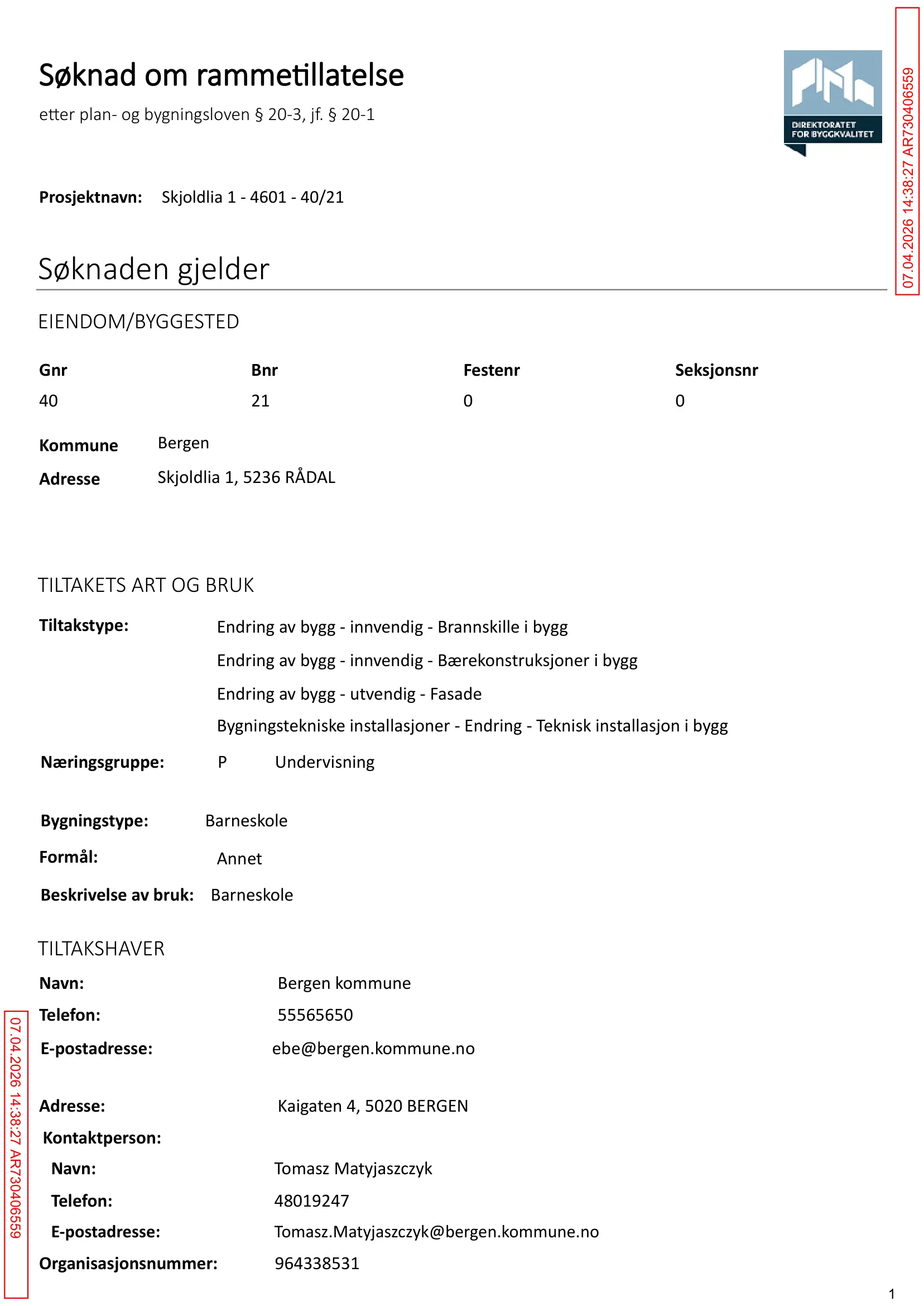 Søknad om rammetillatelse