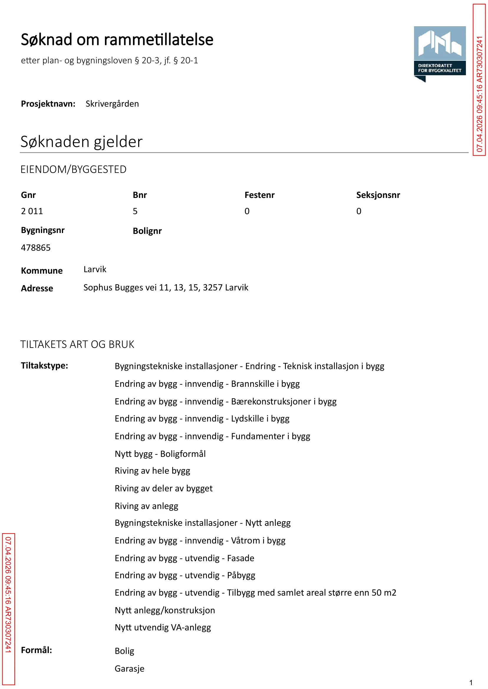 Søknad om rammetillatelse