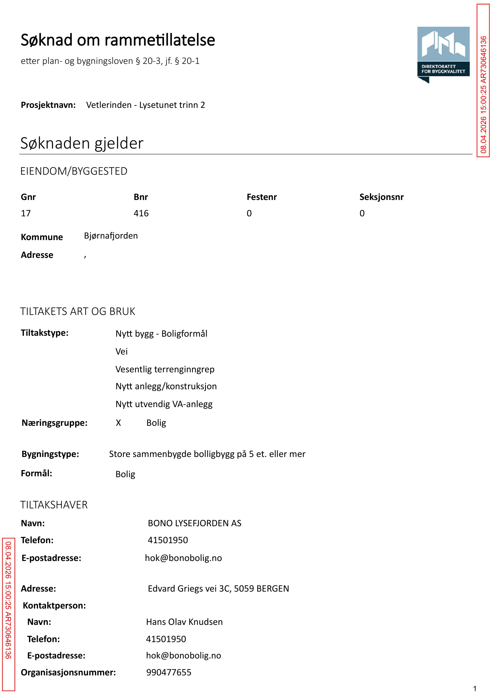 Søknad om rammetillatelse