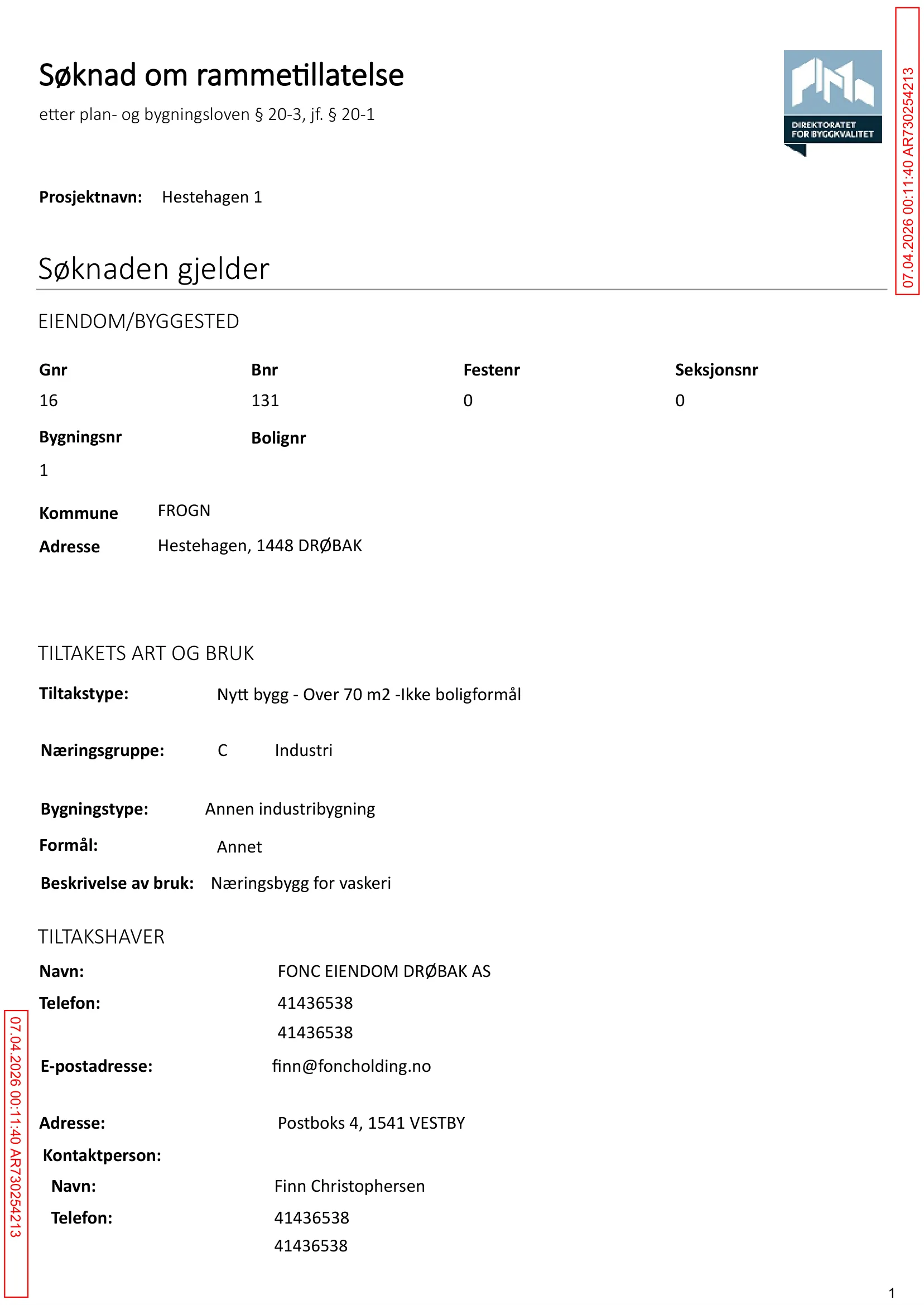Søknad om rammetillatelse