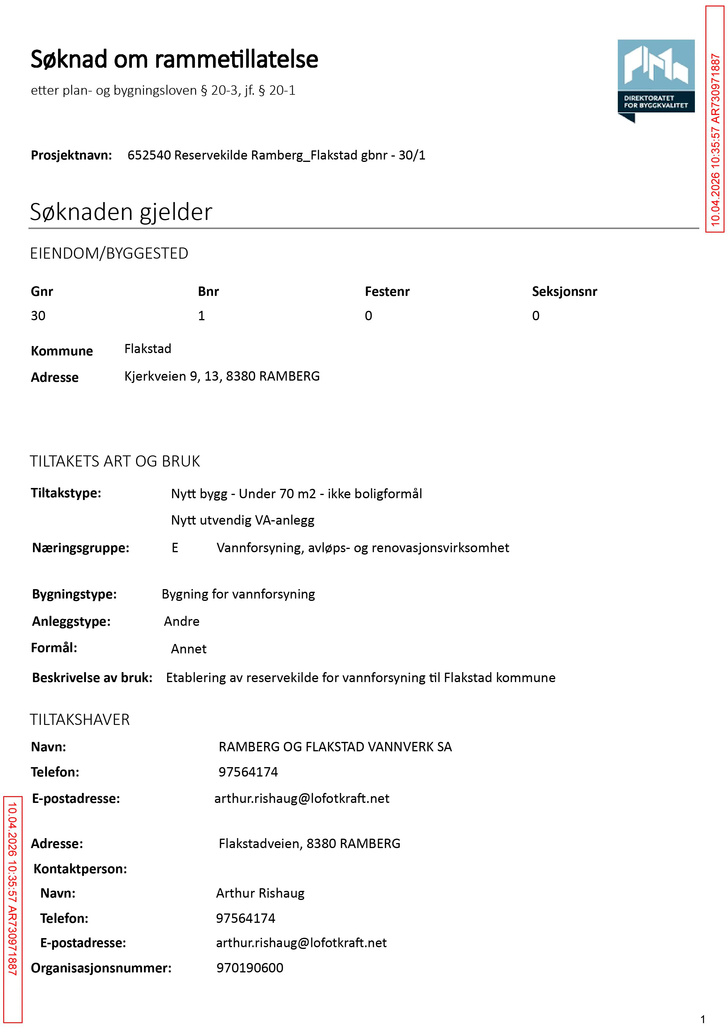 Søknad om rammetillatelse