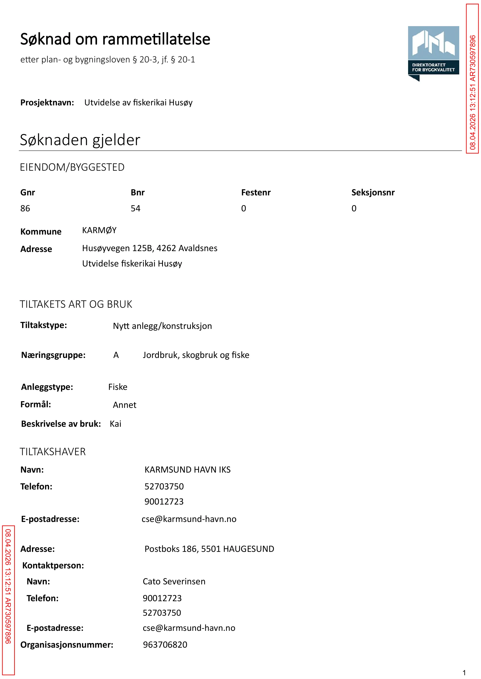 Søknad om rammetillatelse