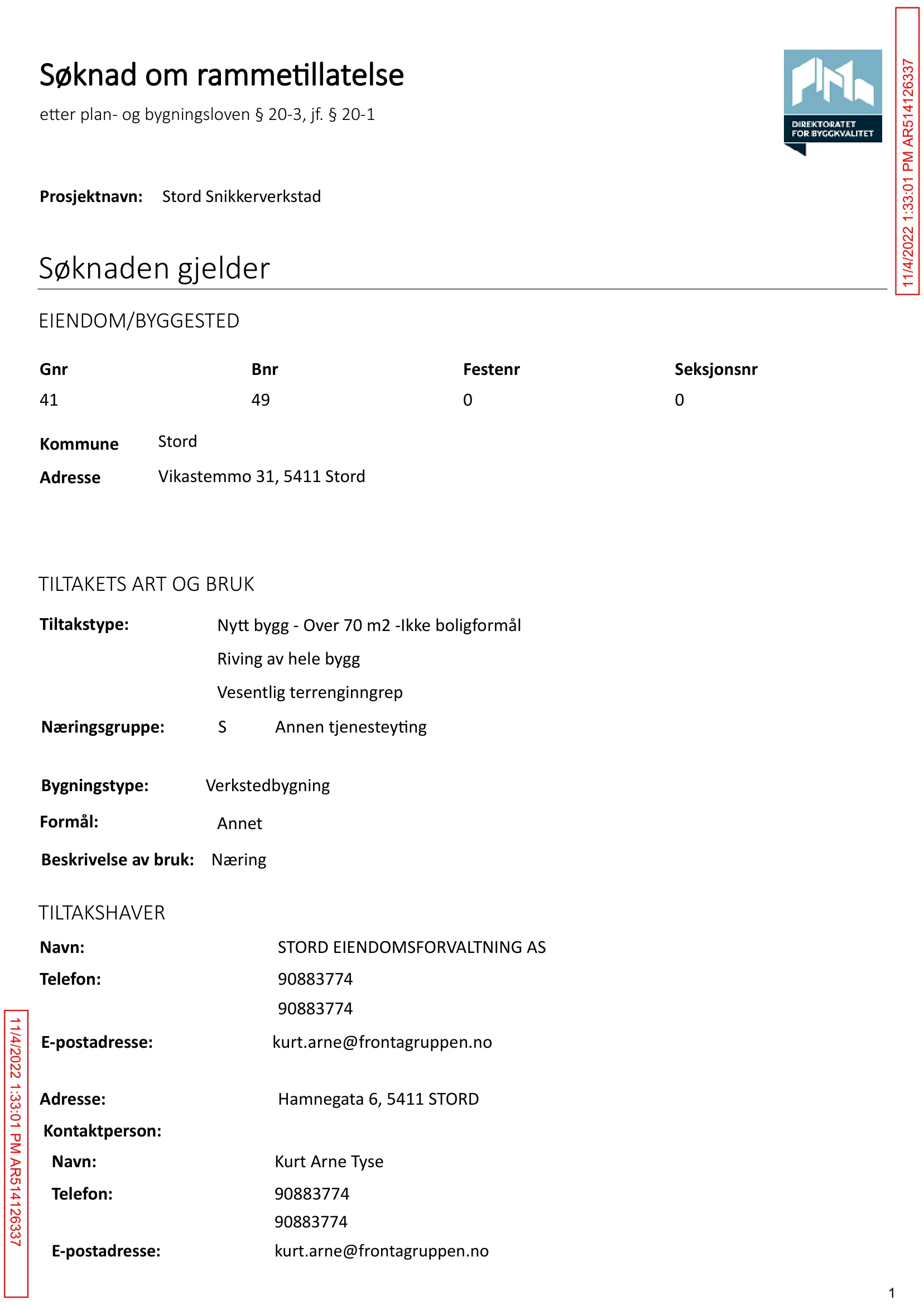 Søknad om rammetillatelse