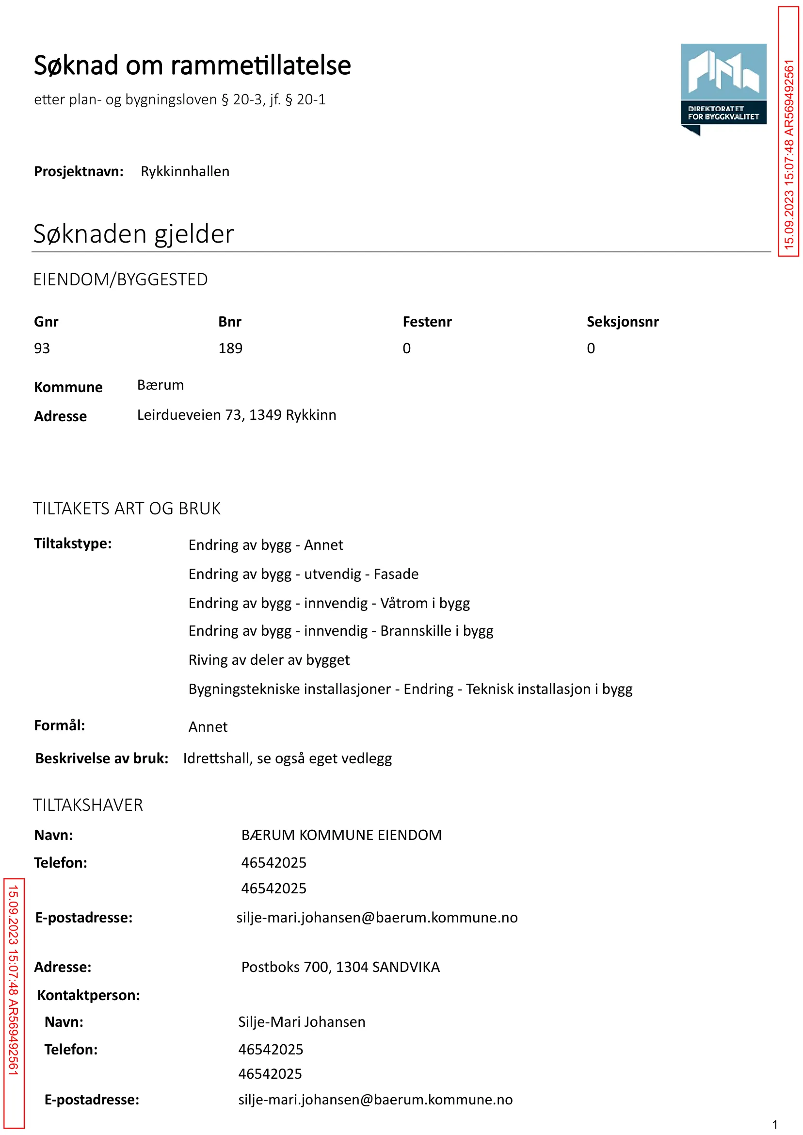 Søknad om rammetillatelse