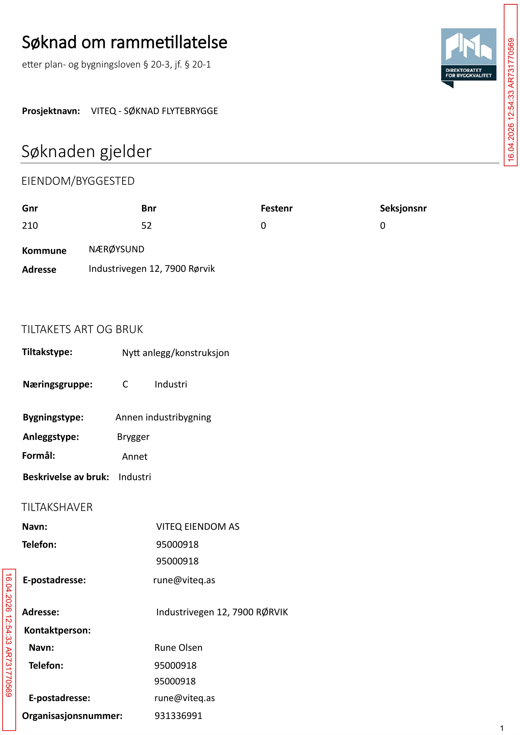 Søknad om rammetillatelse