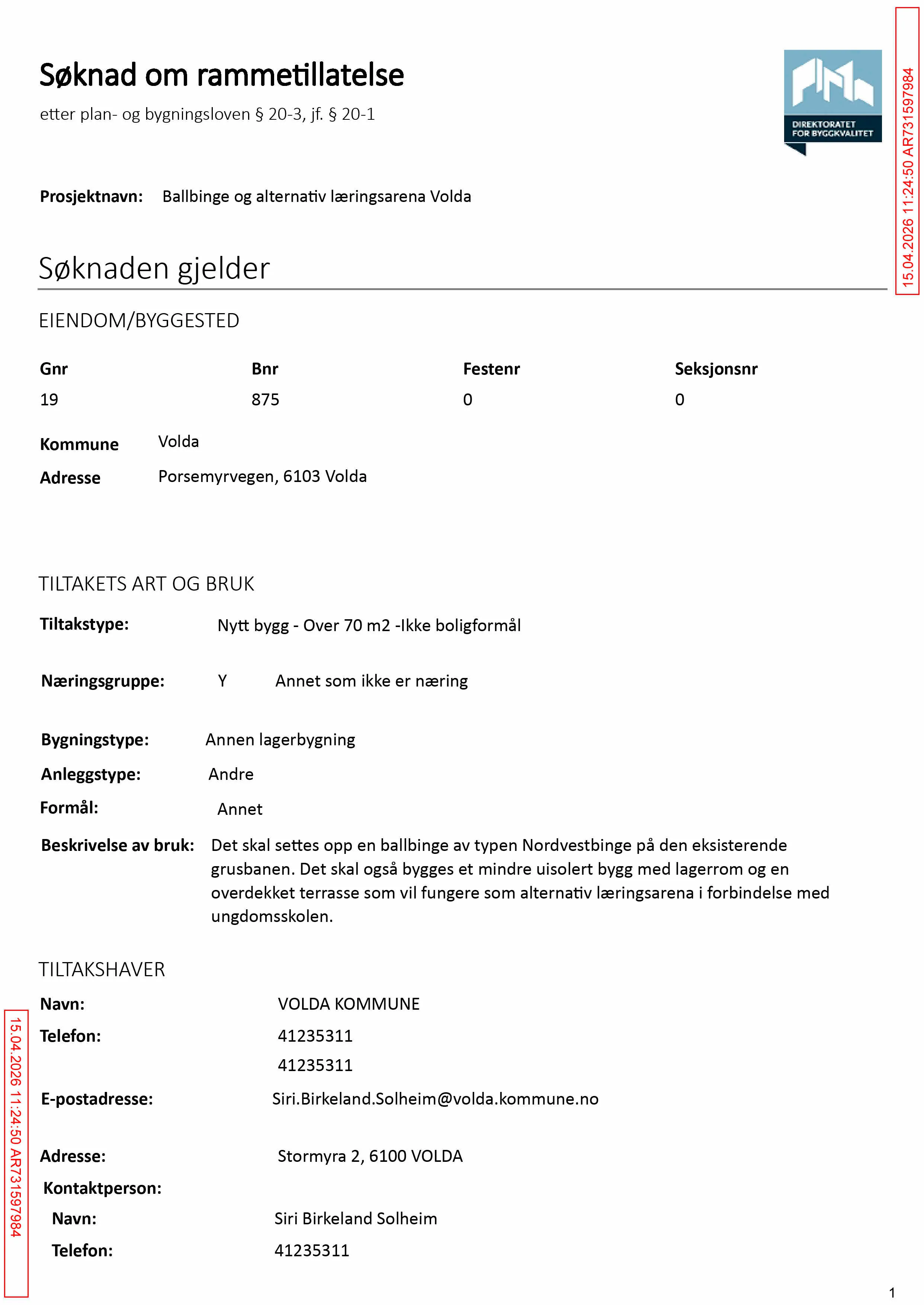 Søknad om rammetillatelse