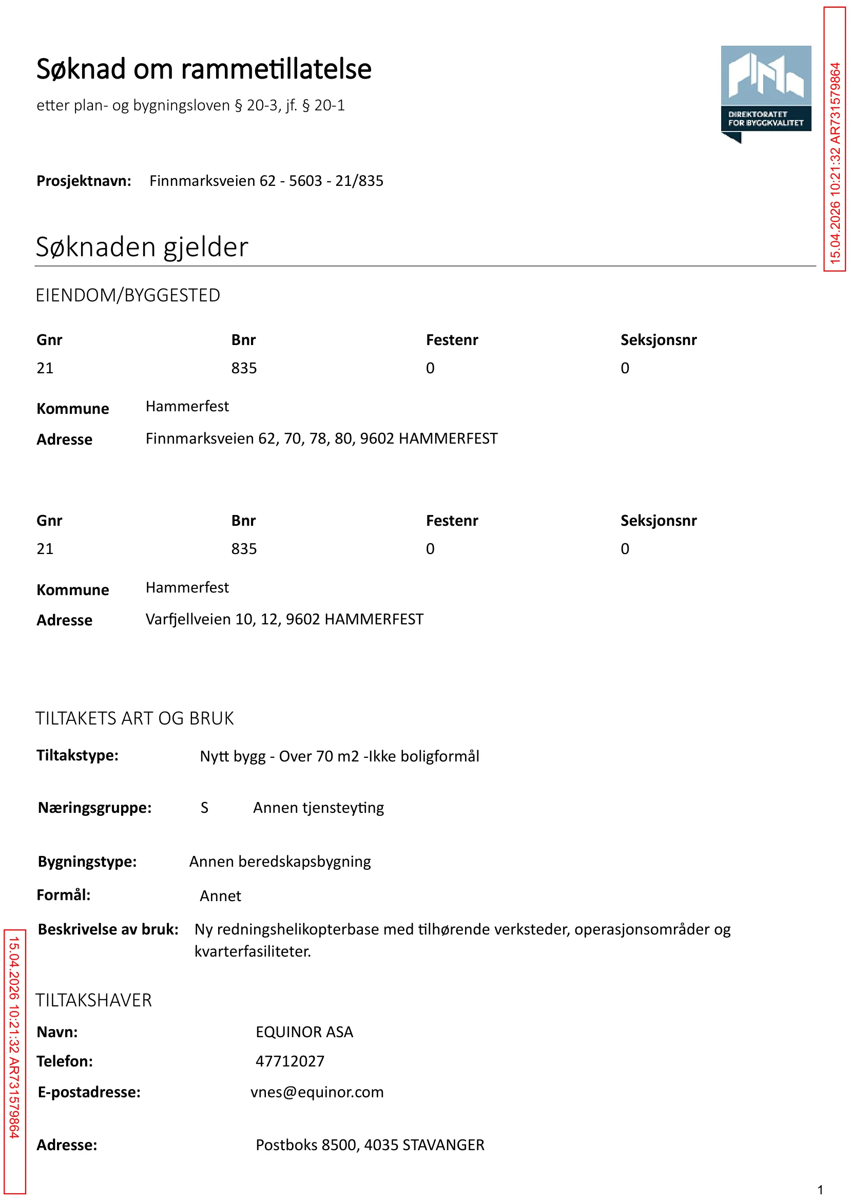 Søknad om rammetillatelse