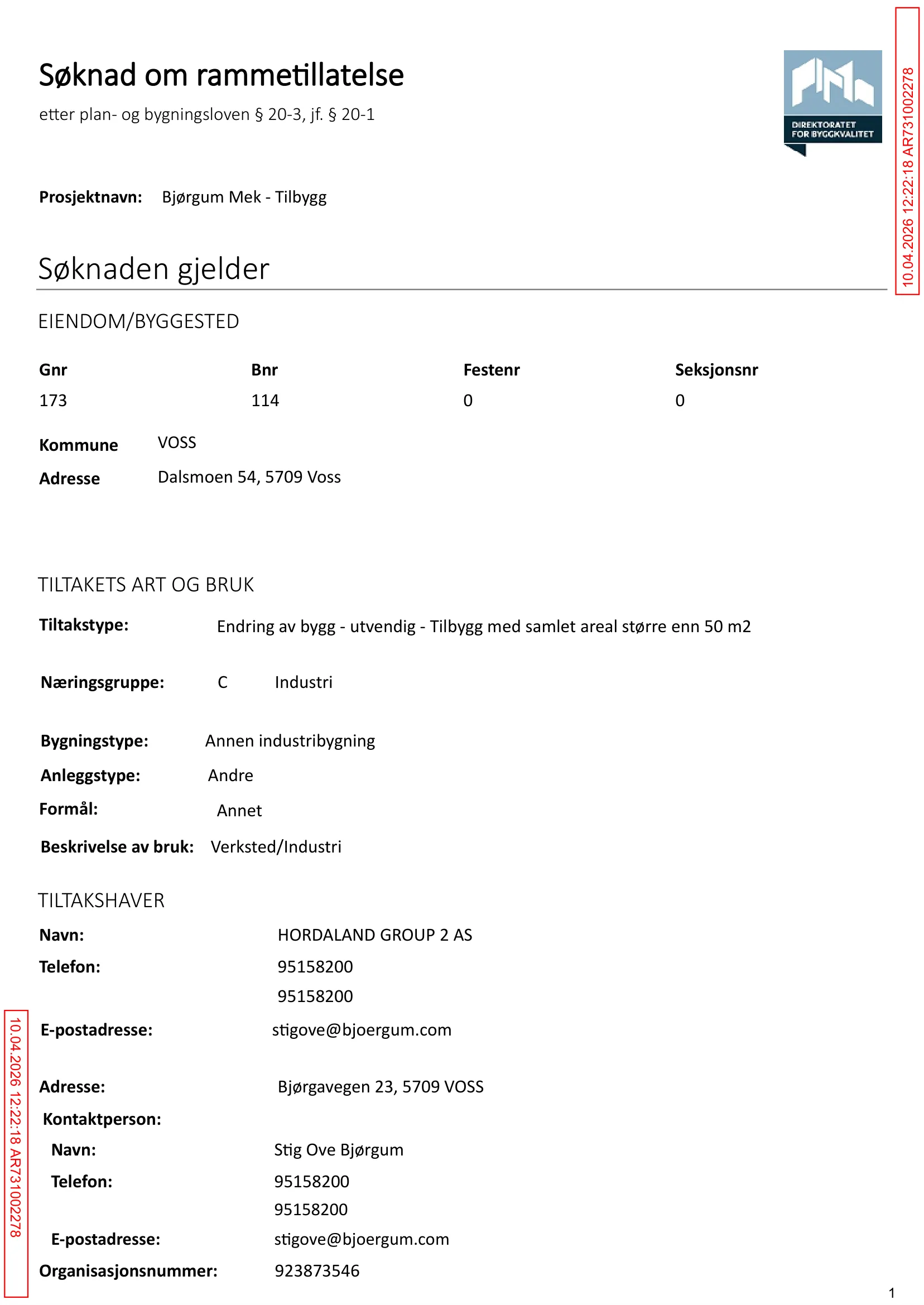 Søknad om rammetillatelse