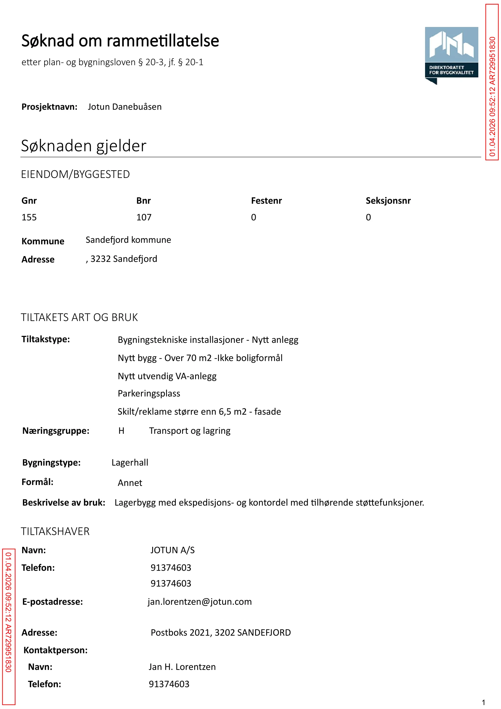 Søknad om rammetillatelse