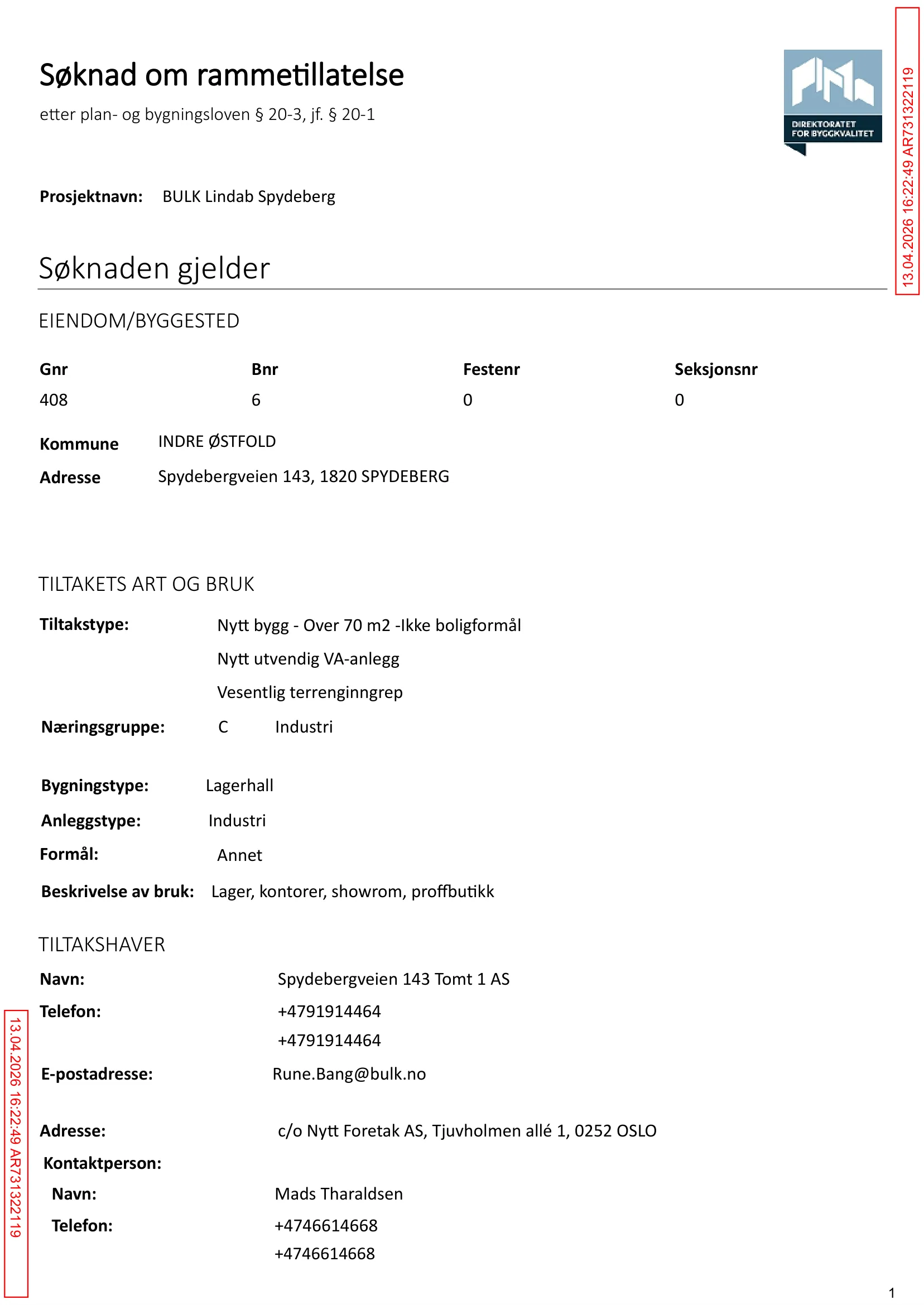 Søknad om rammetillatelse