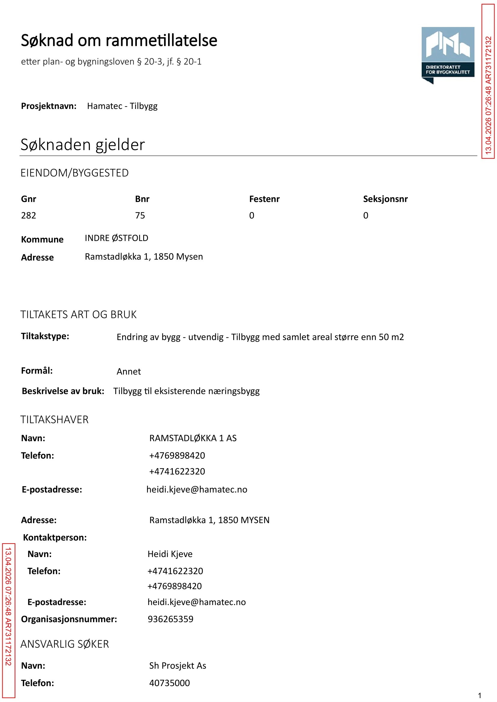 Søknad om rammetillatelse
