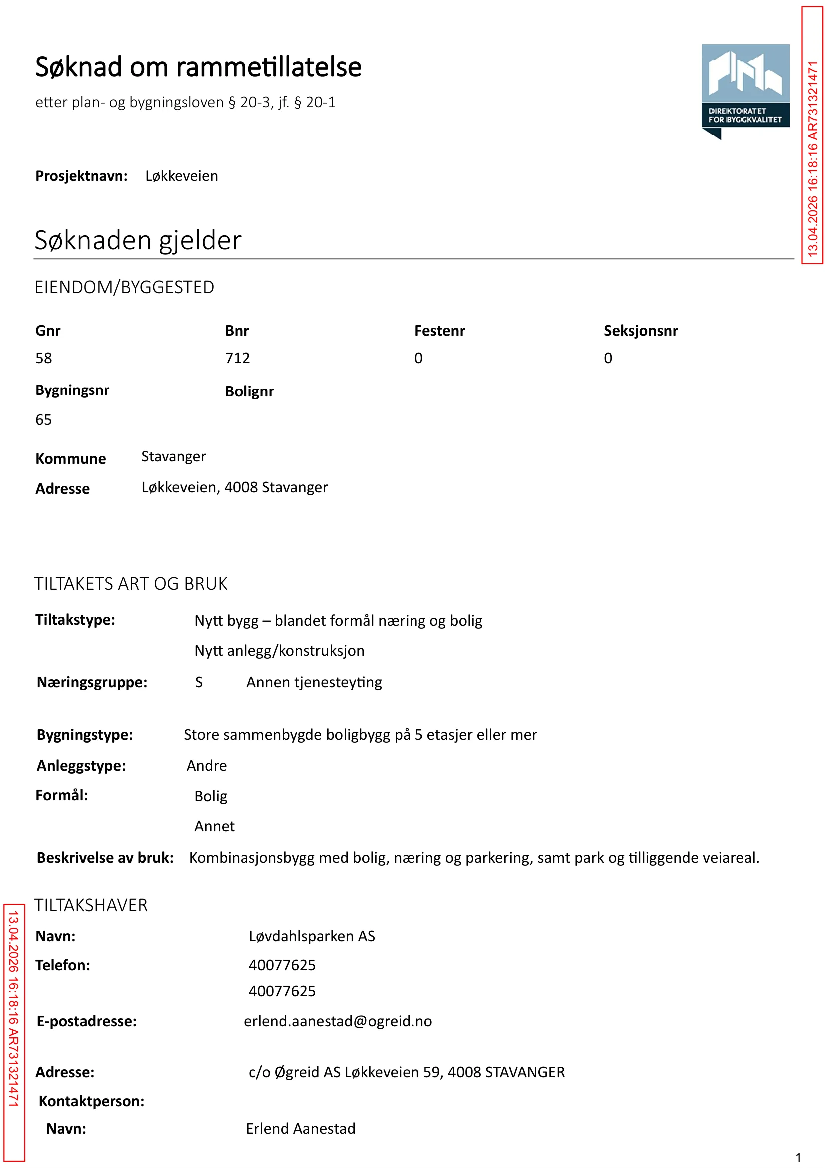 Søknad om rammetillatelse