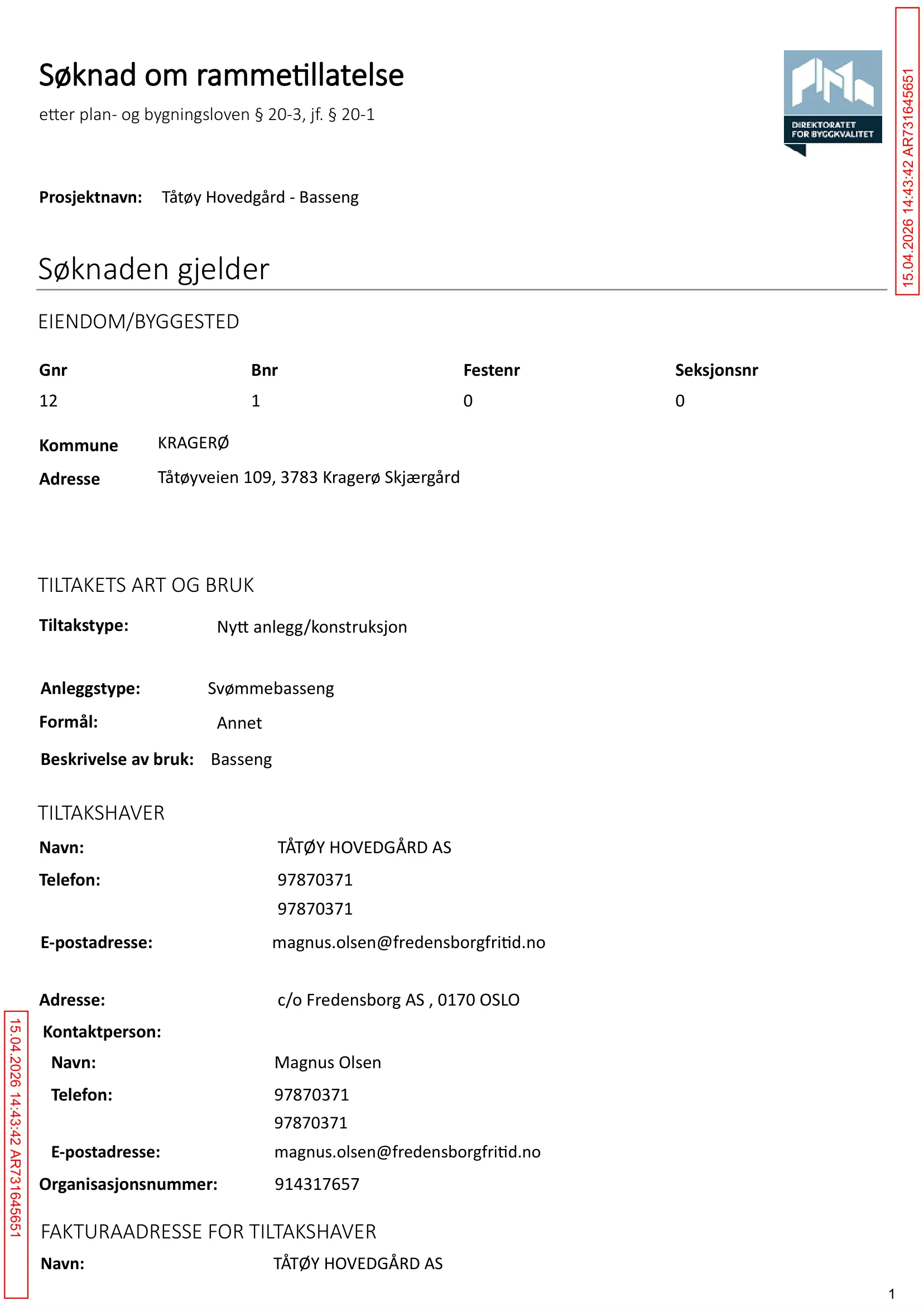 Søknad om rammetillatelse