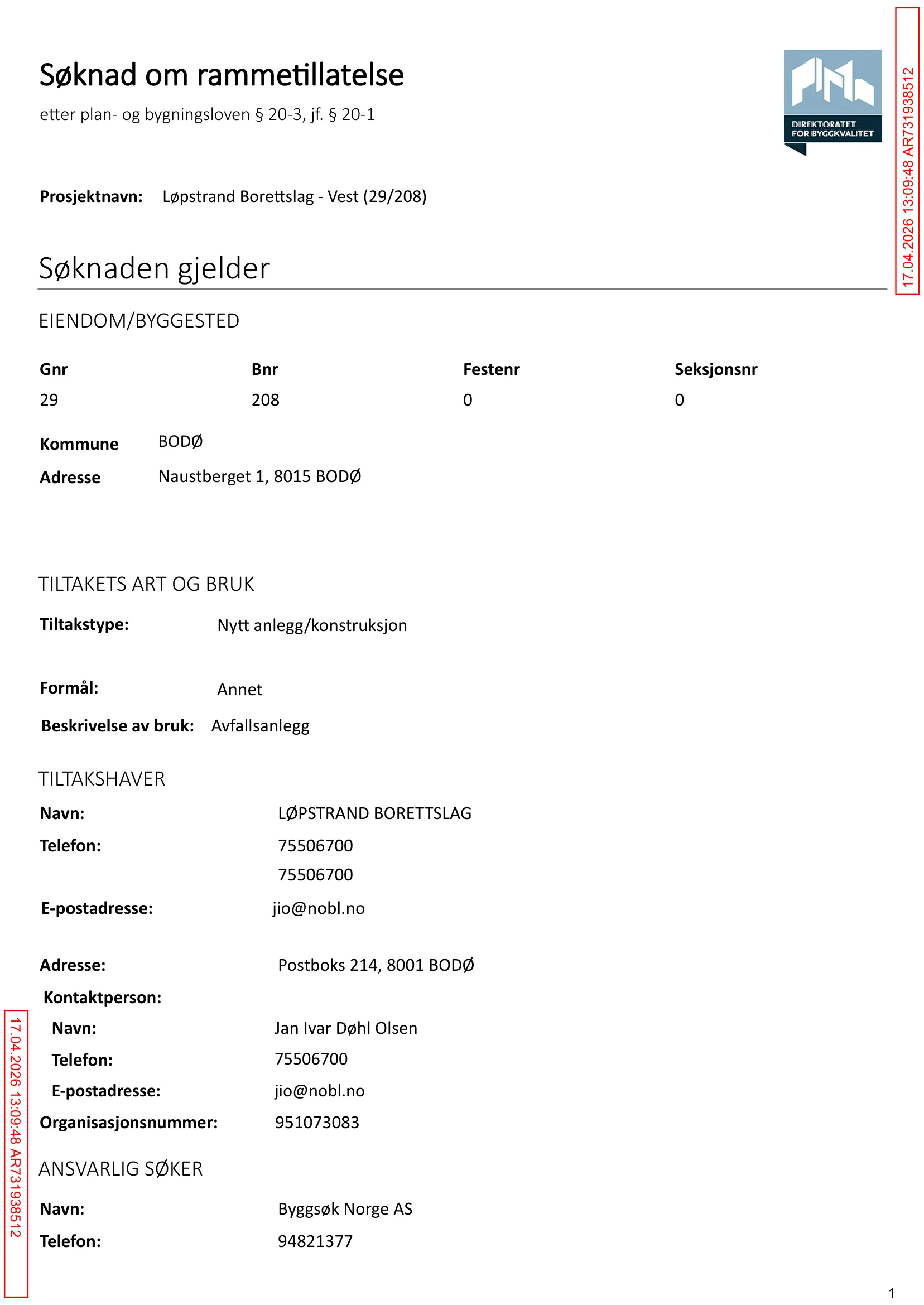 Søknad om rammetillatelse