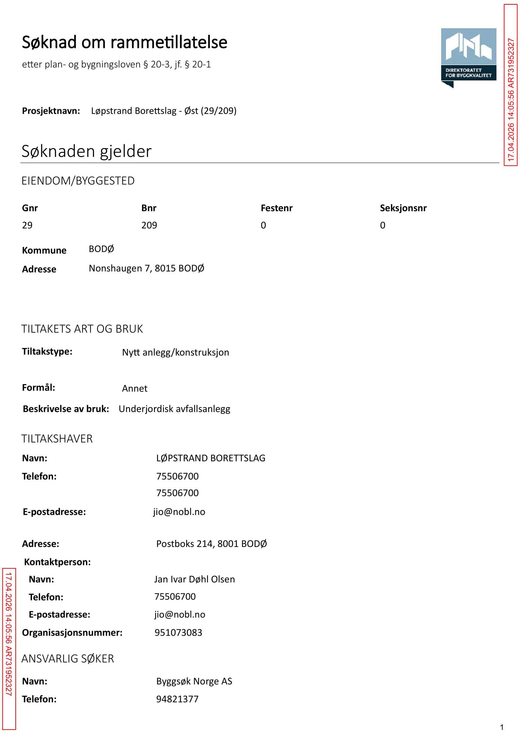 Søknad om rammetillatelse