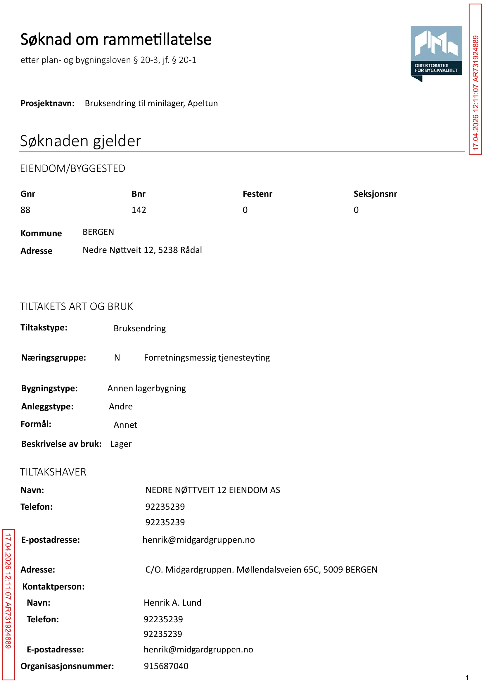Søknad om rammetillatelse