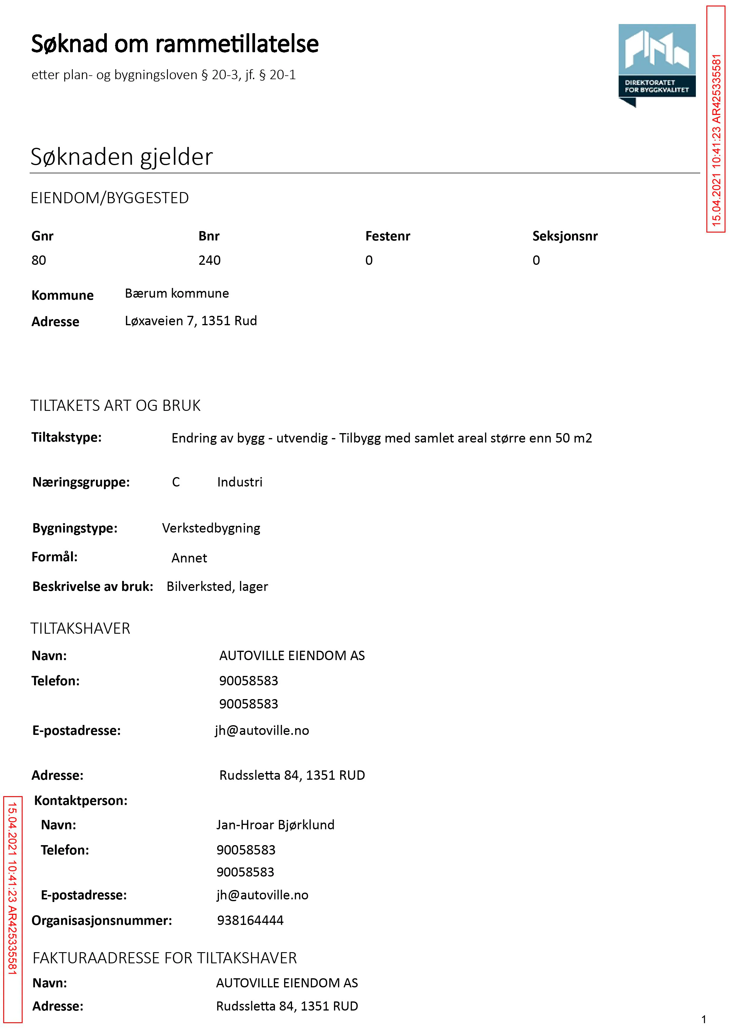 Søknad om rammetillatelse