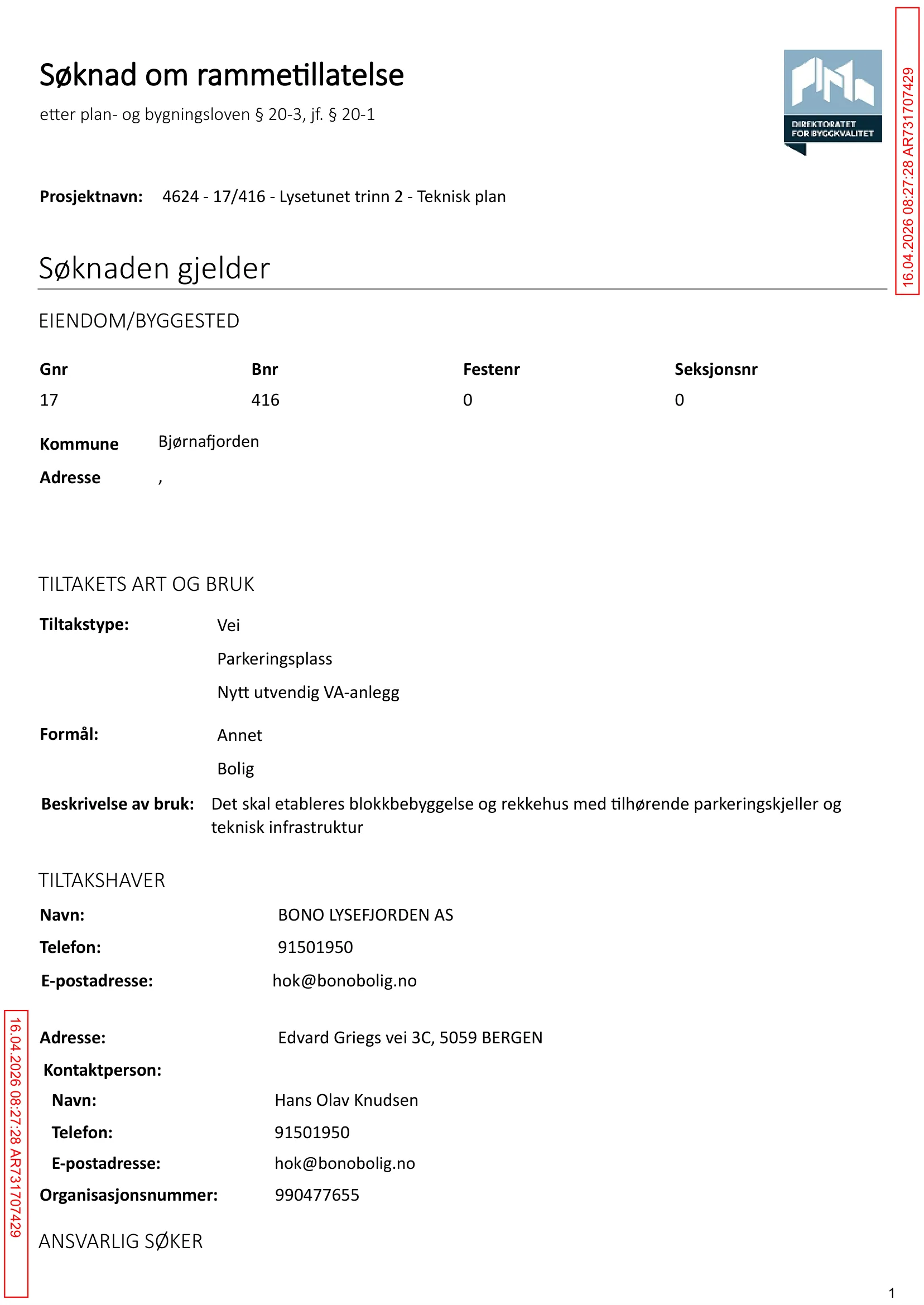 Søknad om rammetillatelse