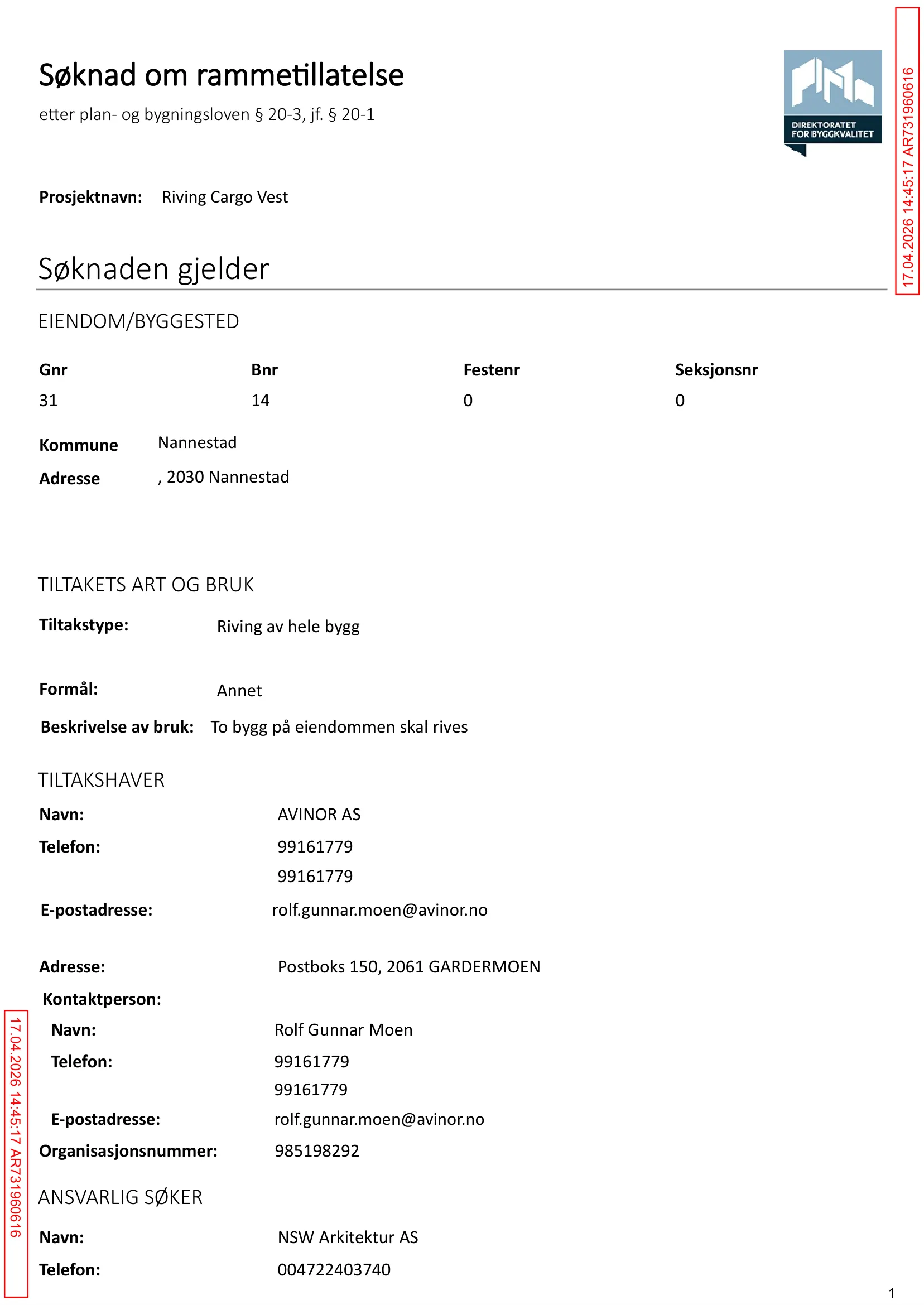 Søknad om rammetillatelse