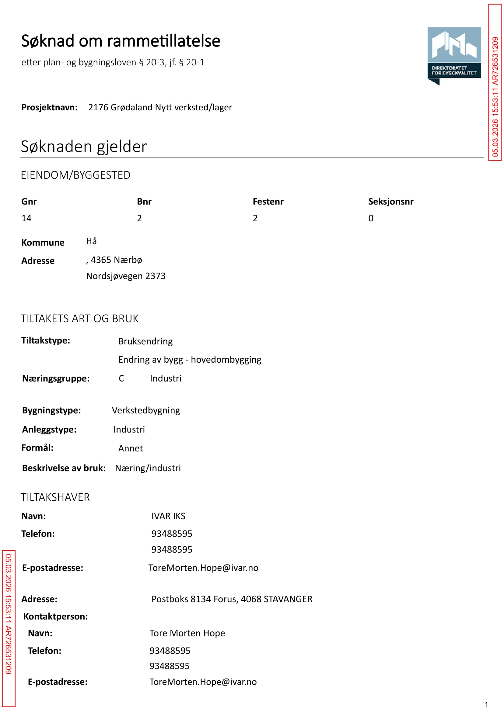 Søknad om rammetillatelse