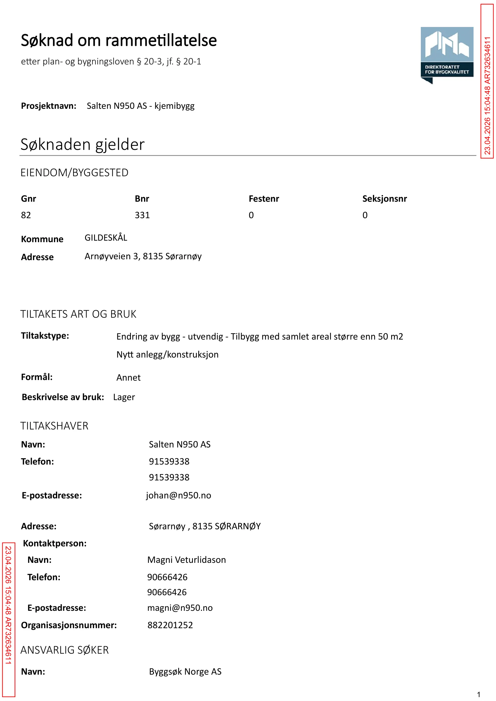 Søknad om rammetillatelse