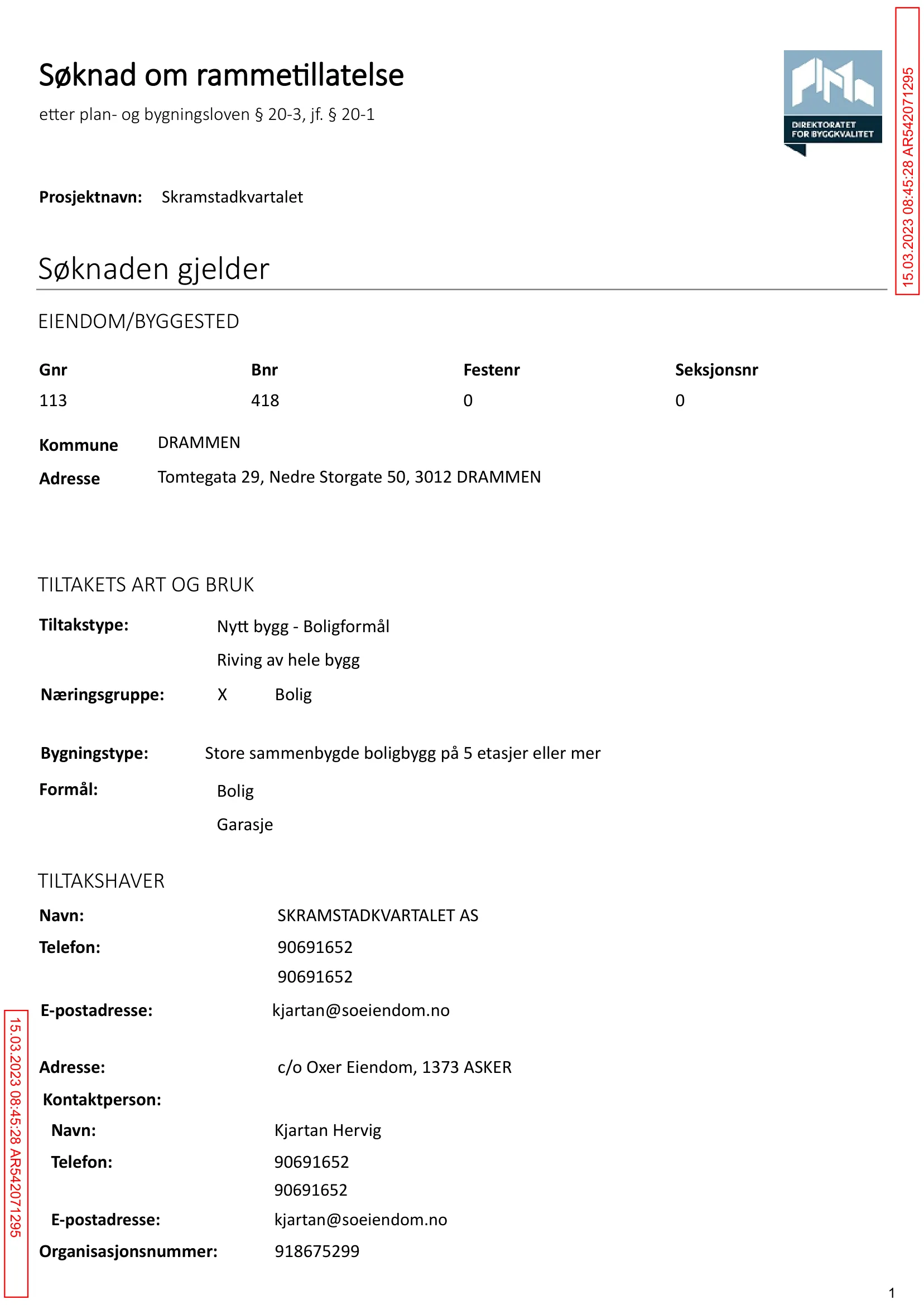 Søknad om rammetillatelse