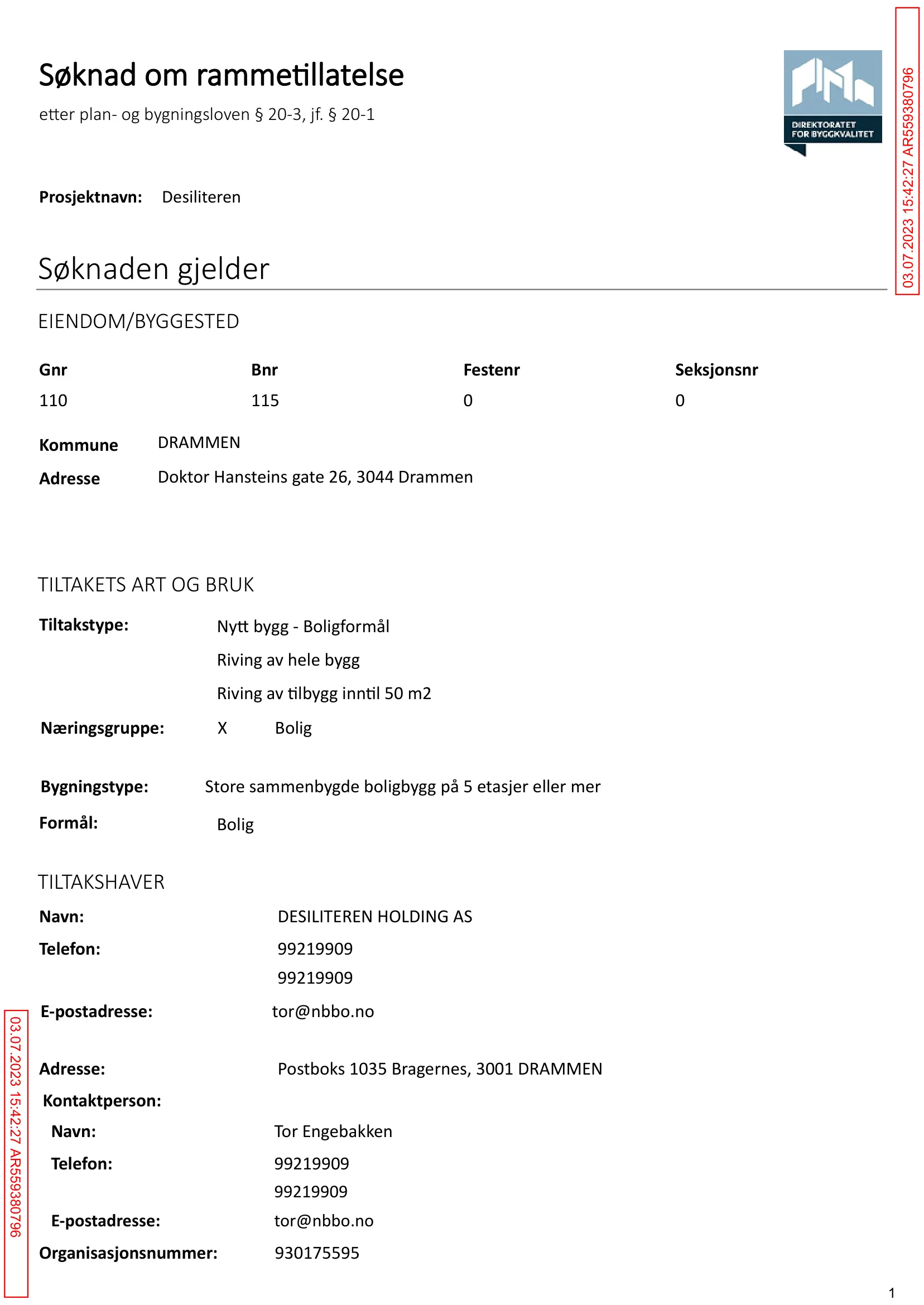 Søknad om rammetillatelse