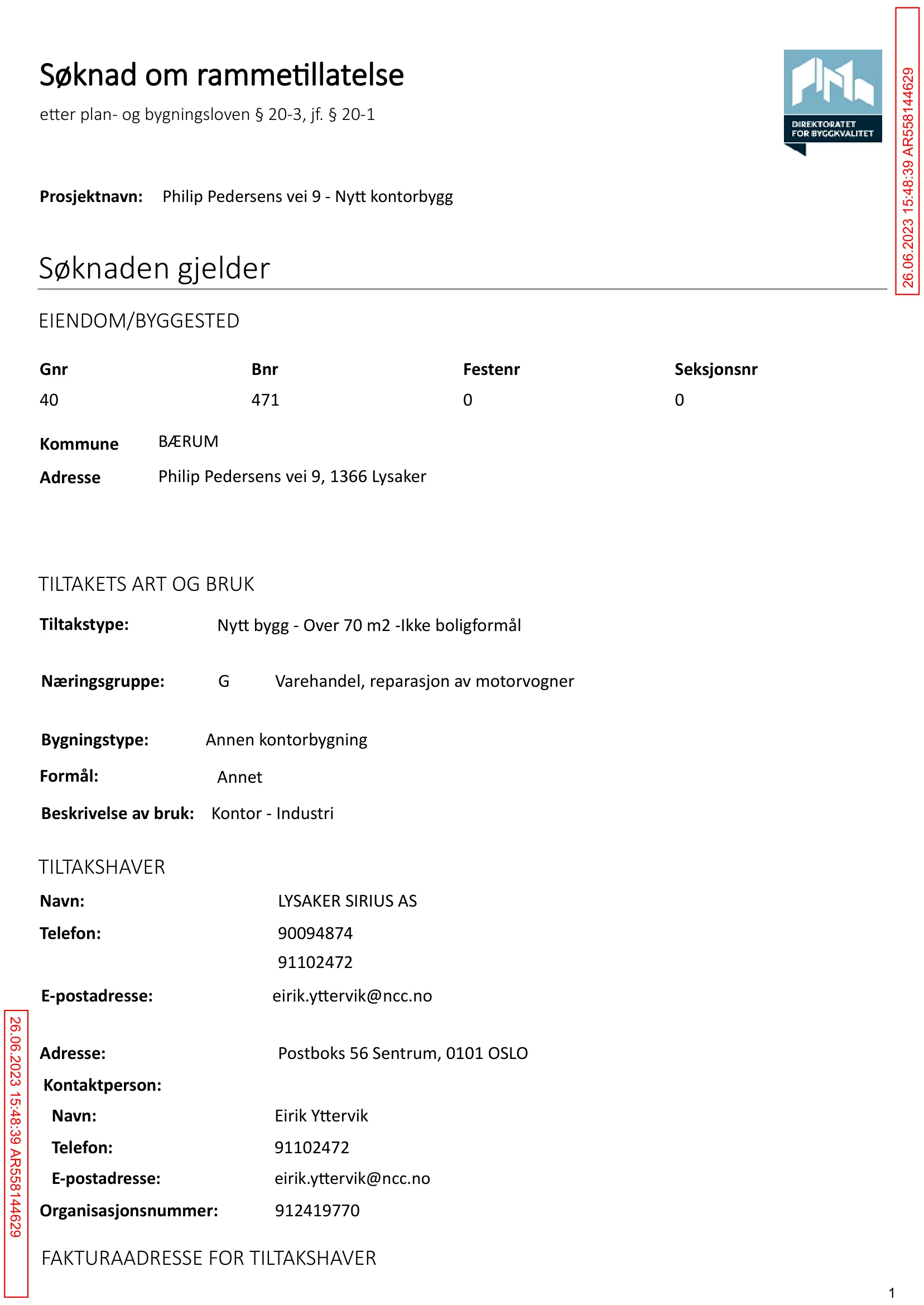 Søknad om rammetillatelse