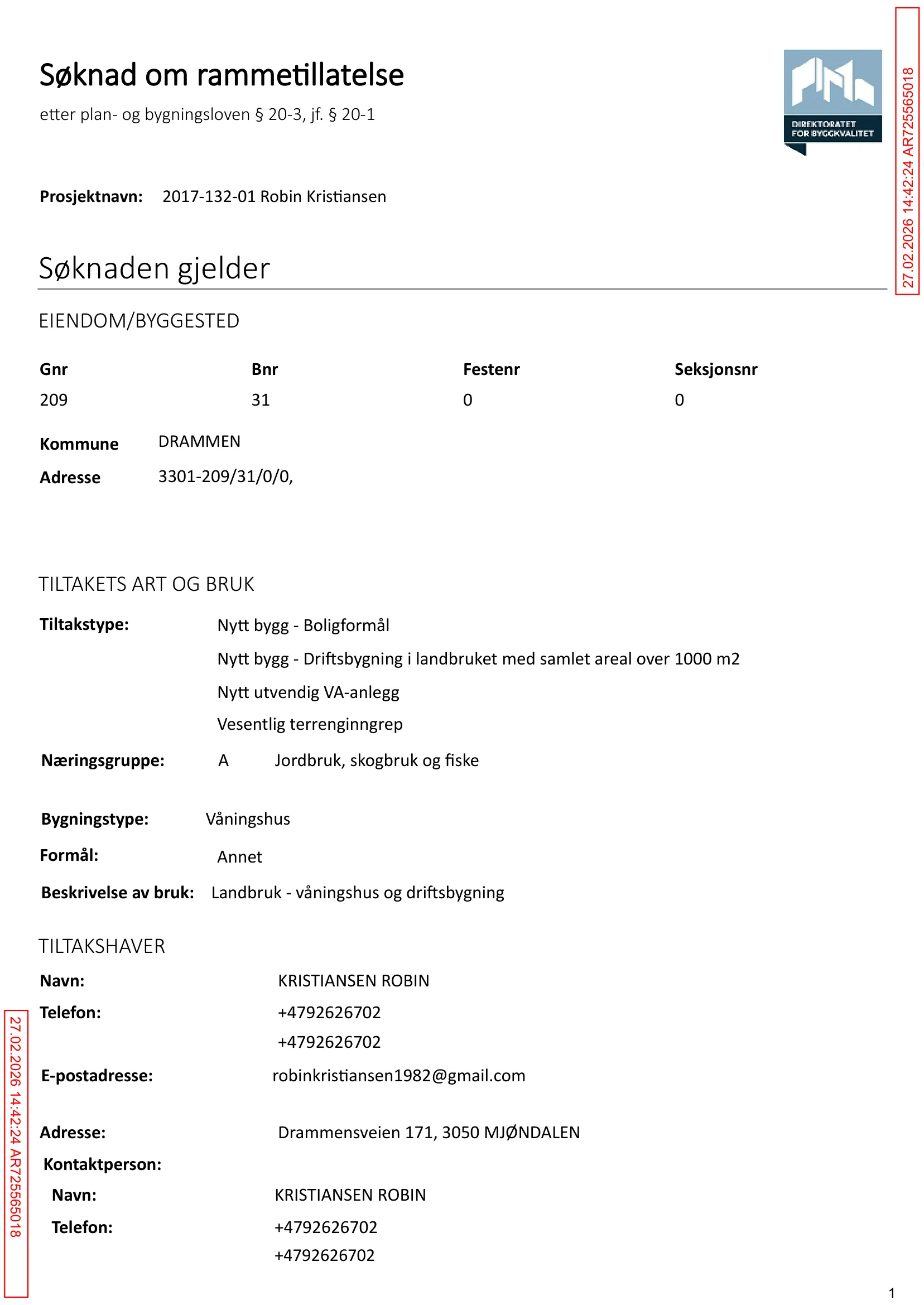 Søknad om rammetillatelse