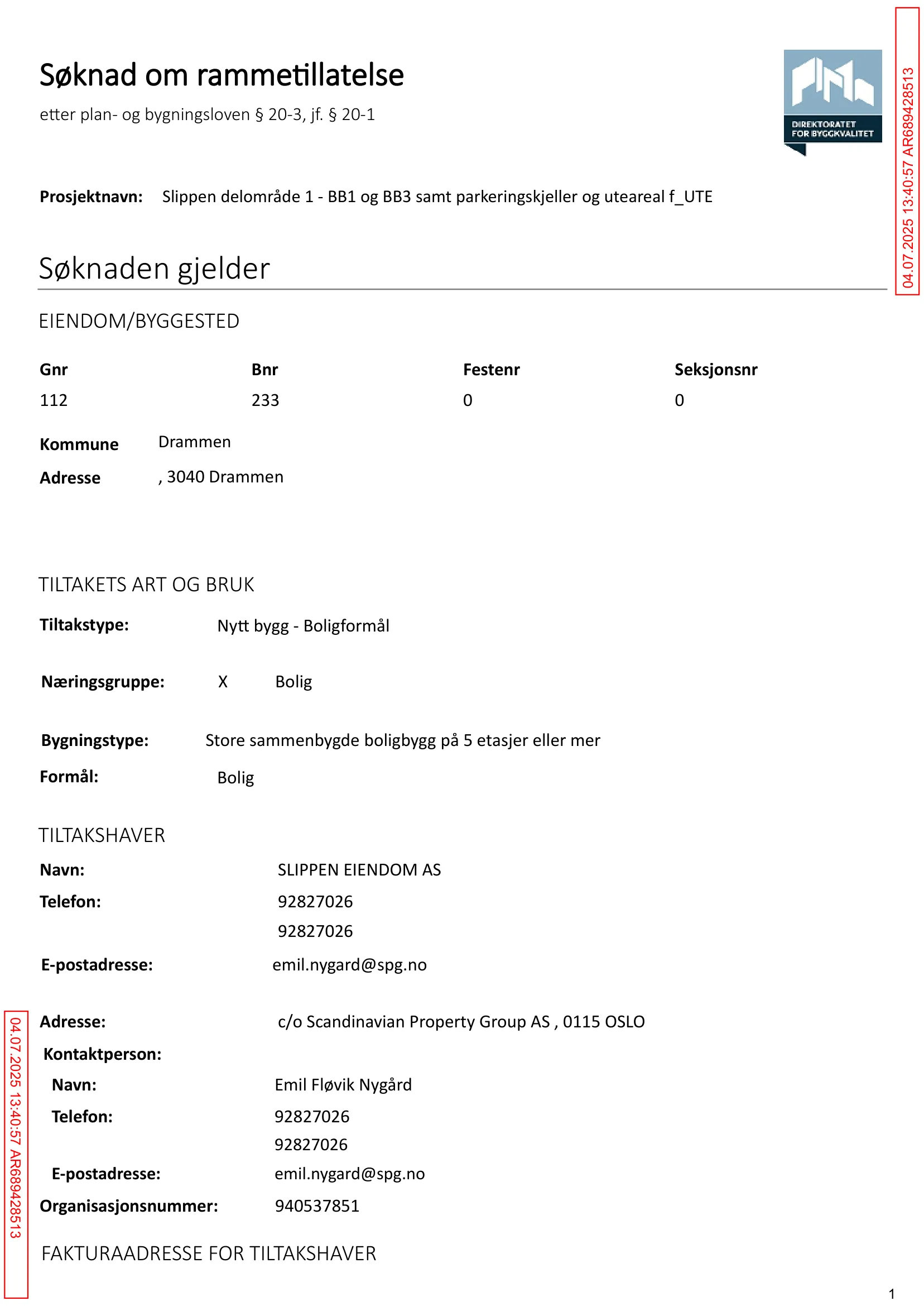 Søknad om rammetillatelse