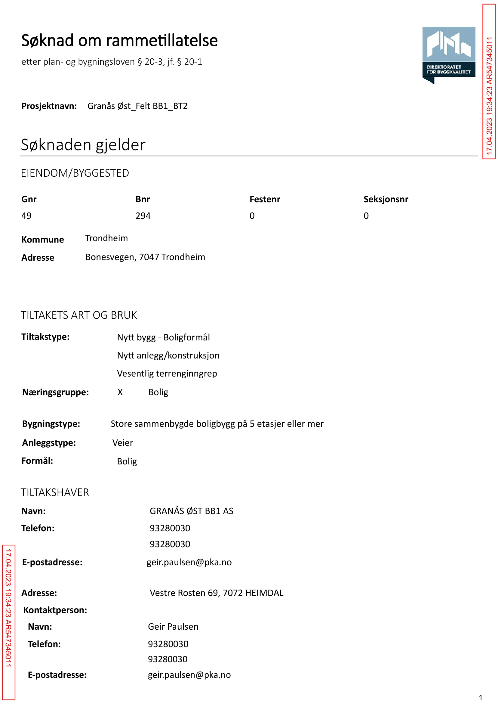 Søknad om rammetillatelse