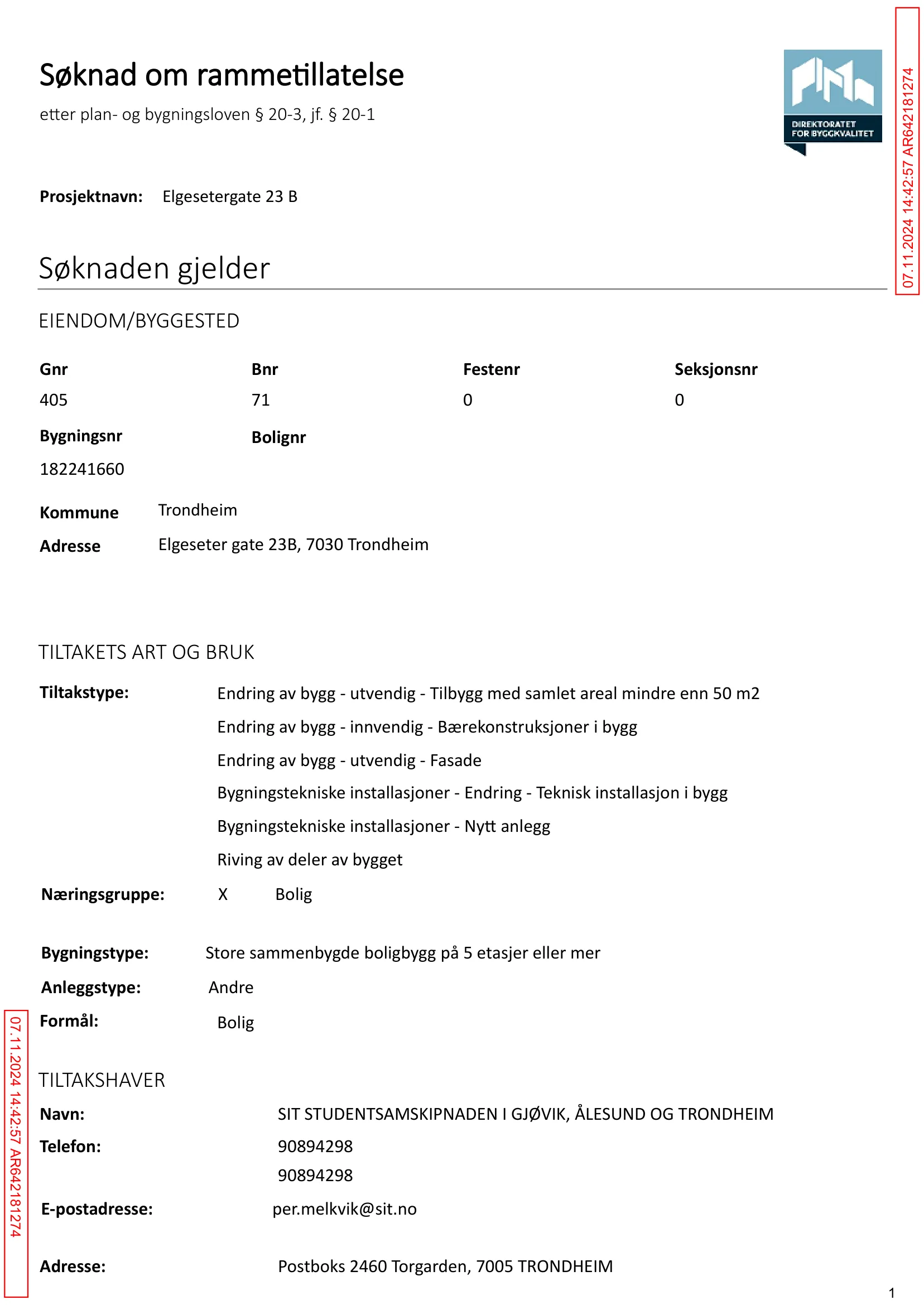 Søknad om rammetillatelse