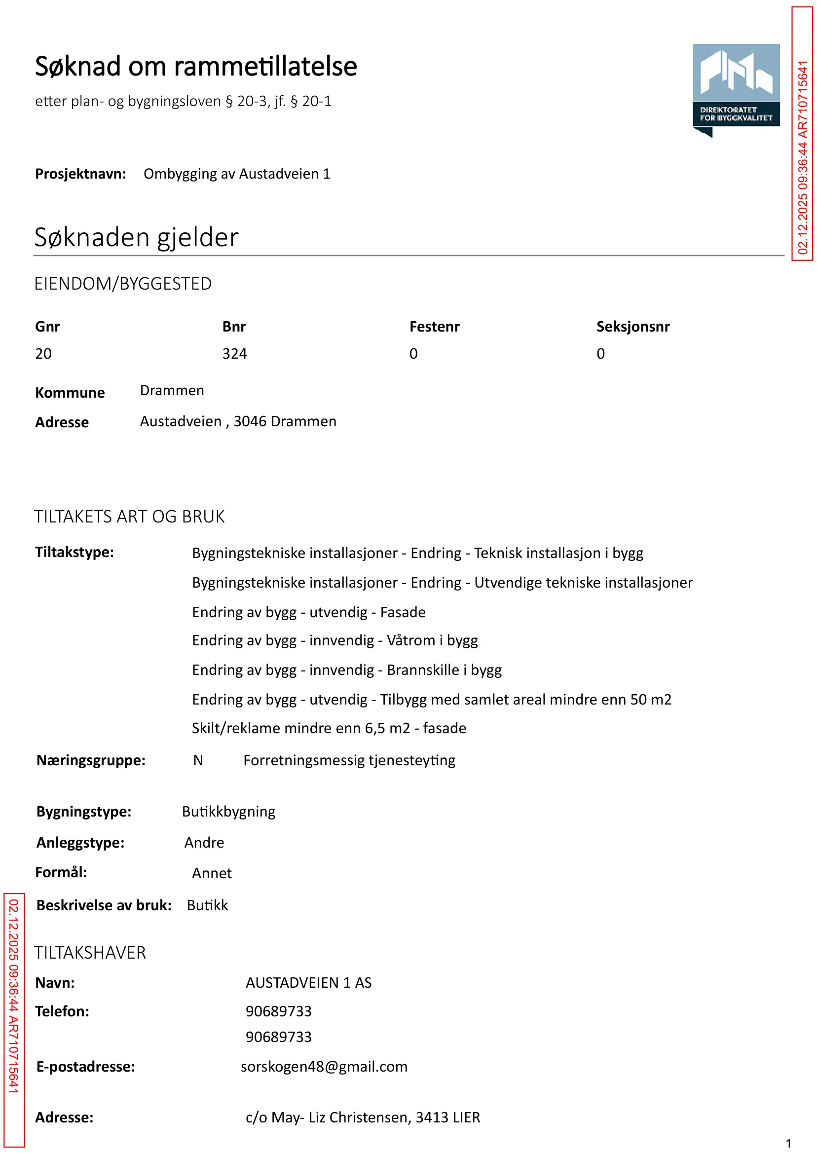 Søknad om rammetillatelse