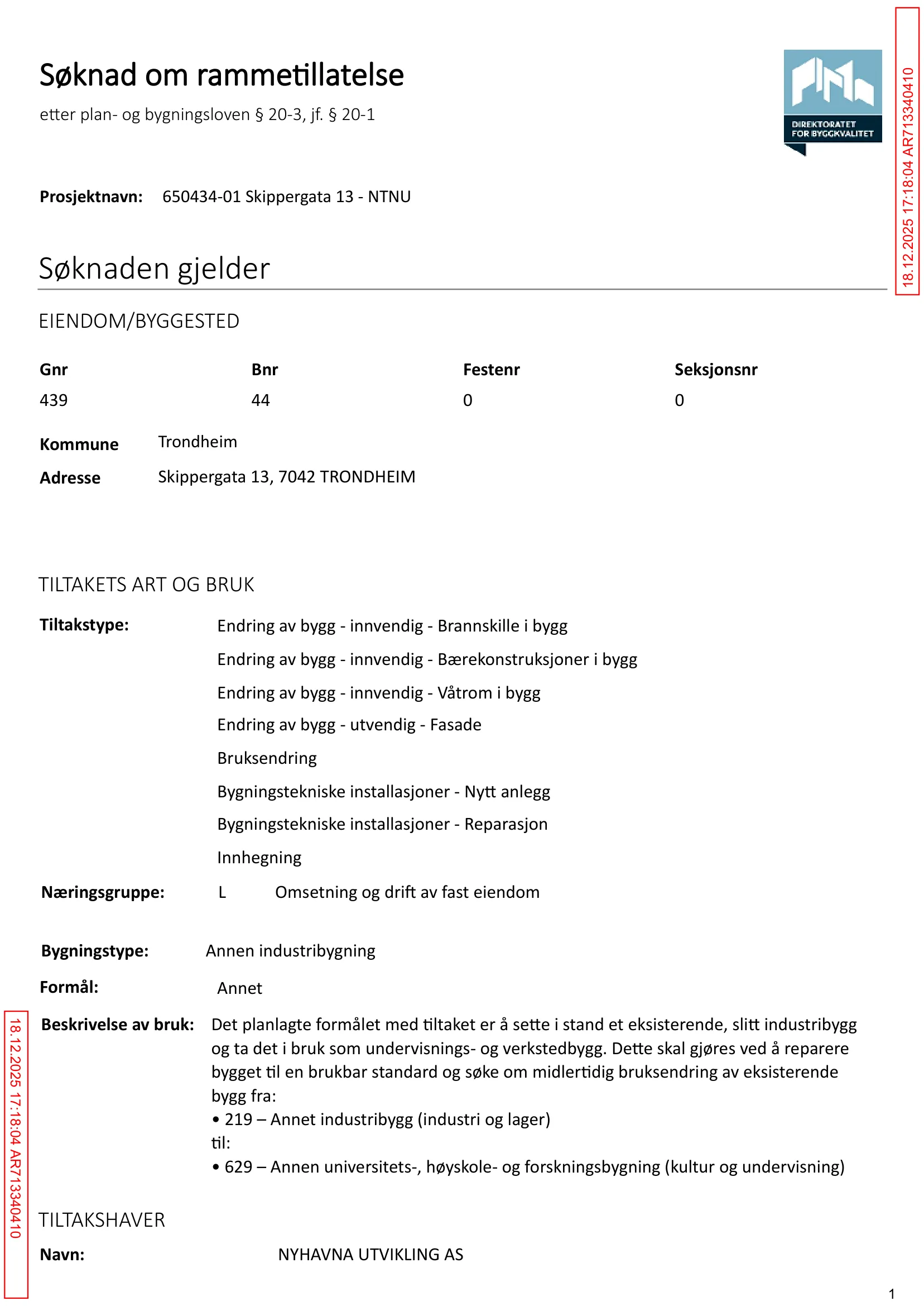 Søknad om rammetillatelse