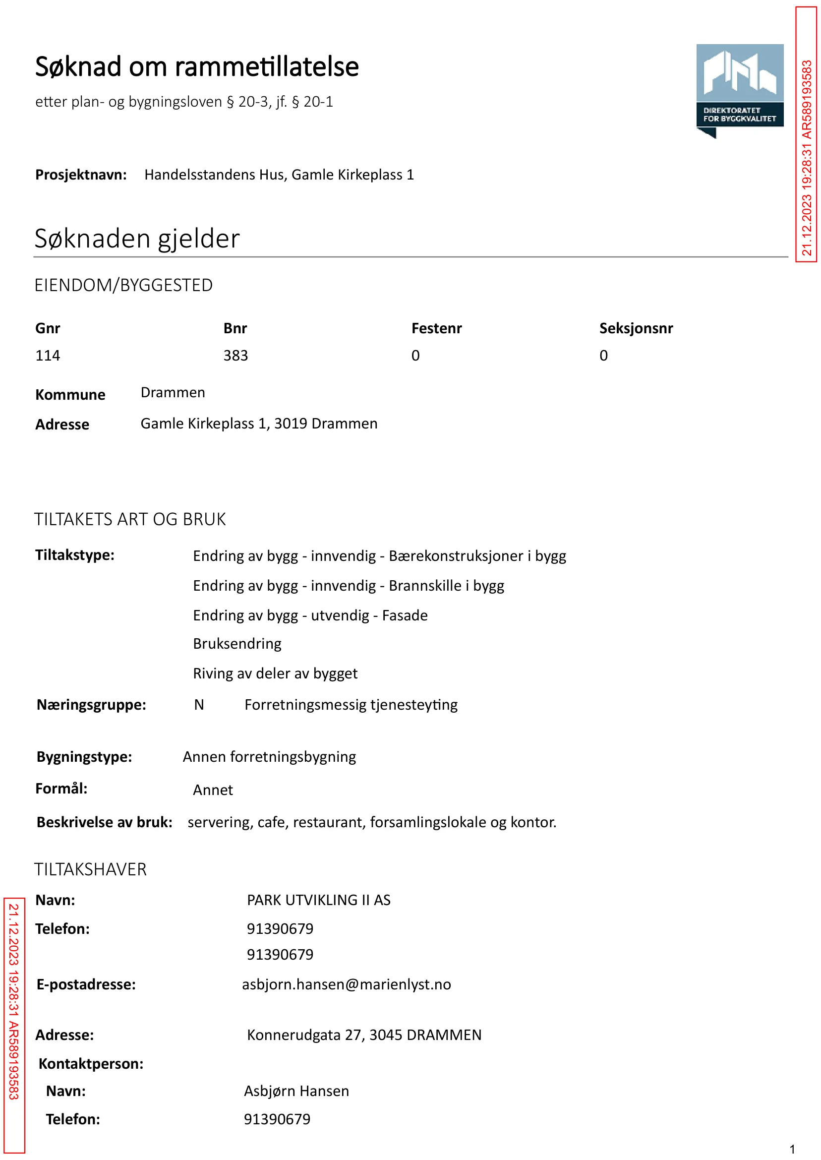 Søknad om rammetillatelse
