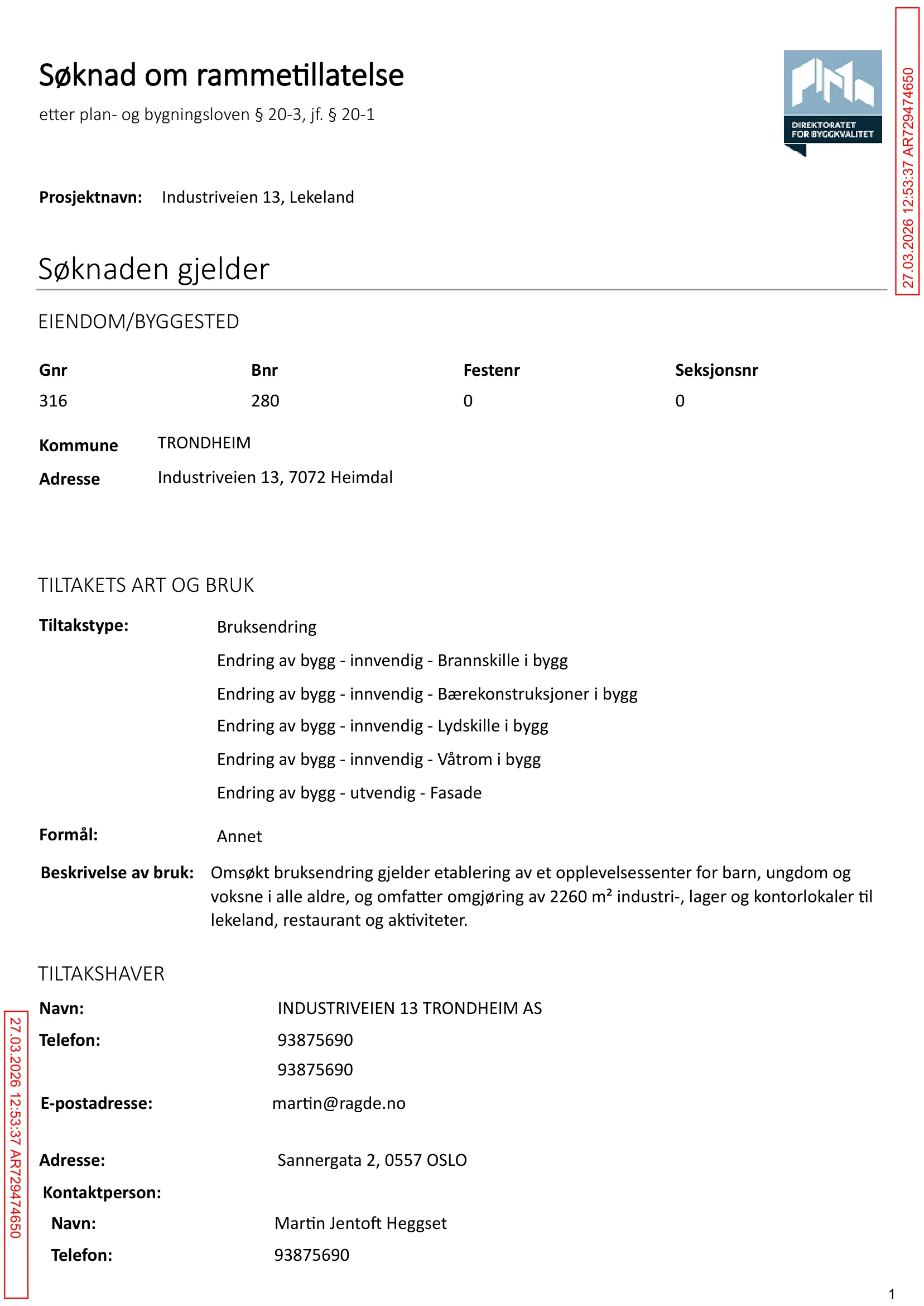 Søknad om rammetillatelse