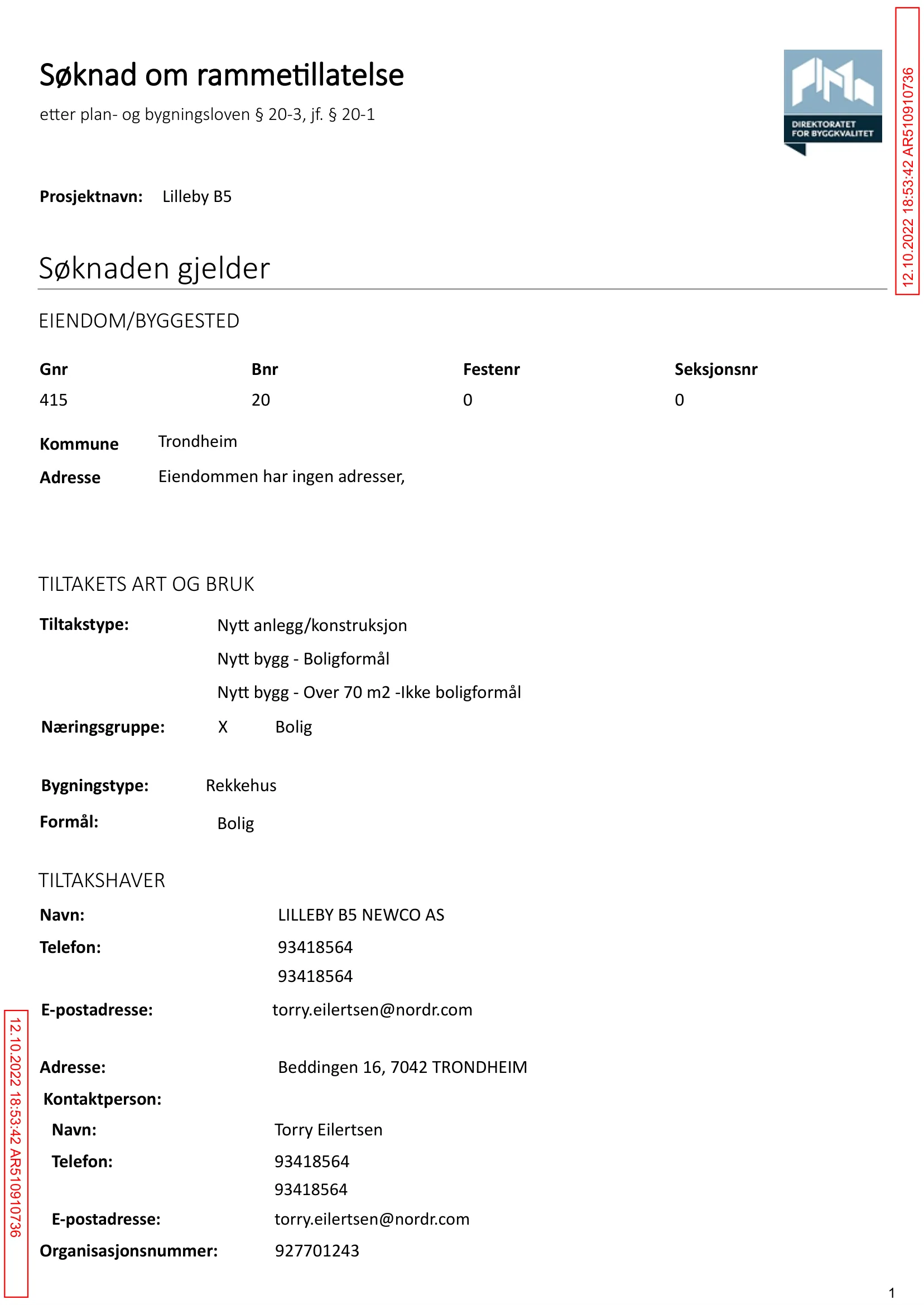 Søknad om rammetillatelse