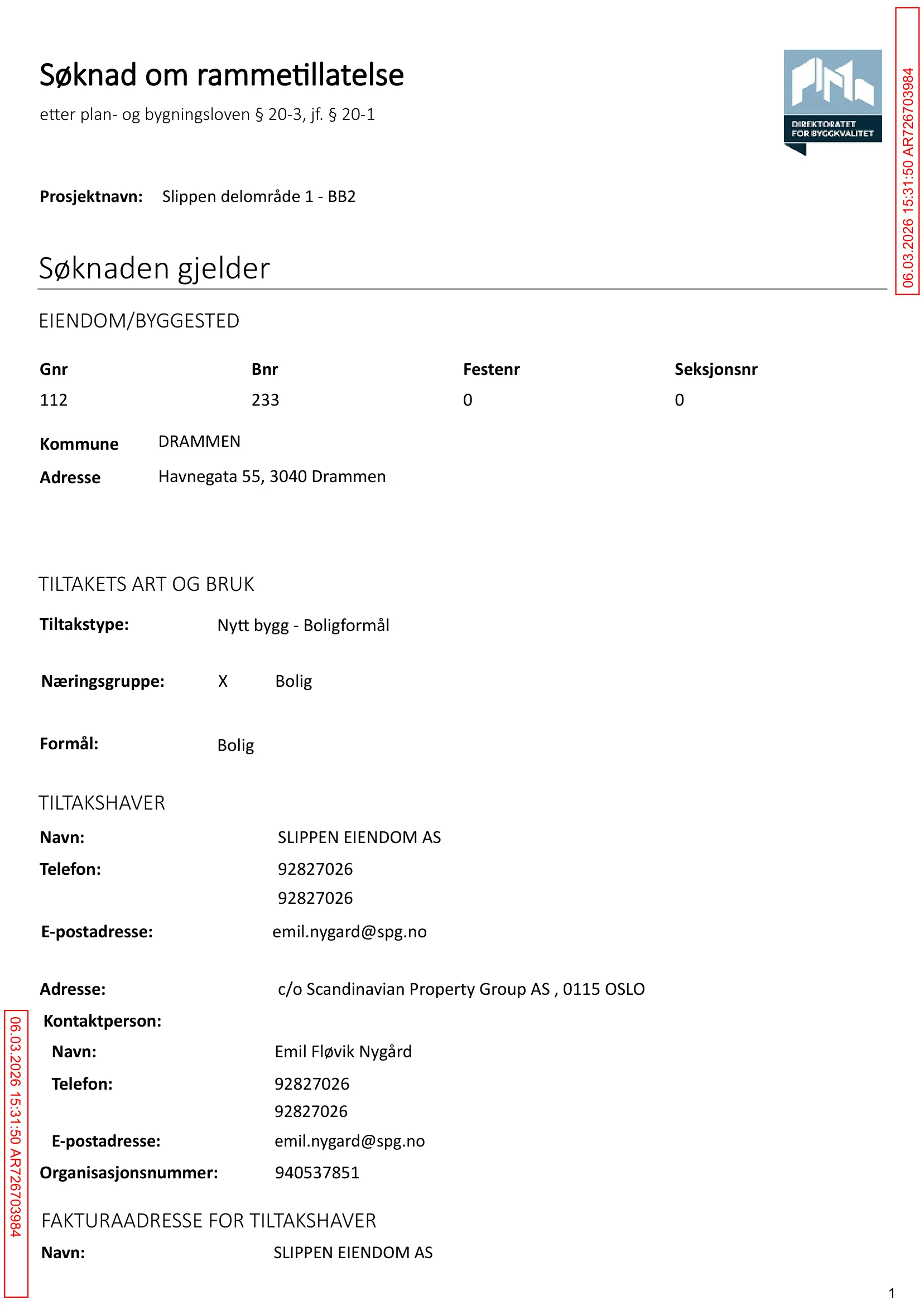 Søknad om rammetillatelse