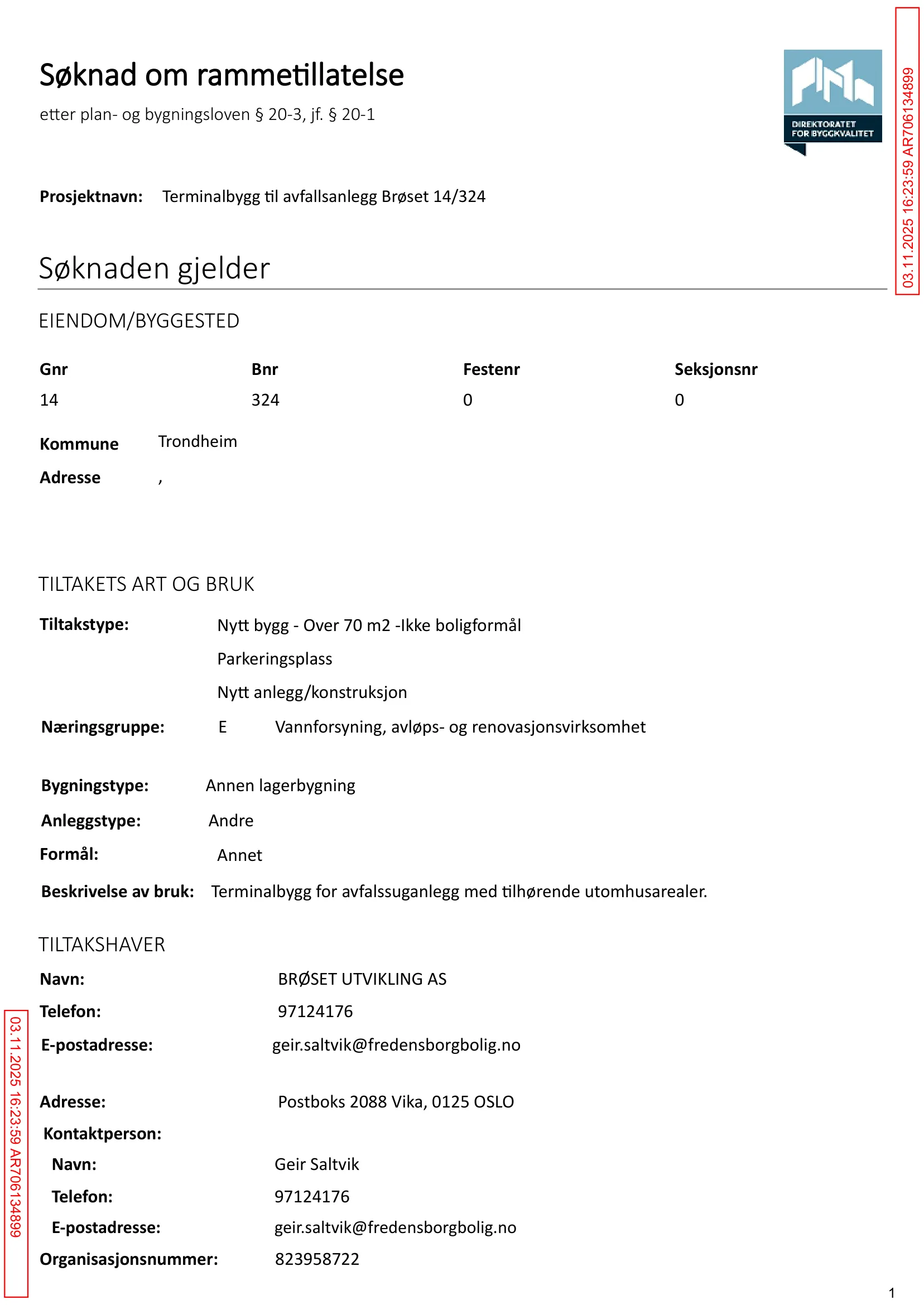 Søknad om rammetillatelse