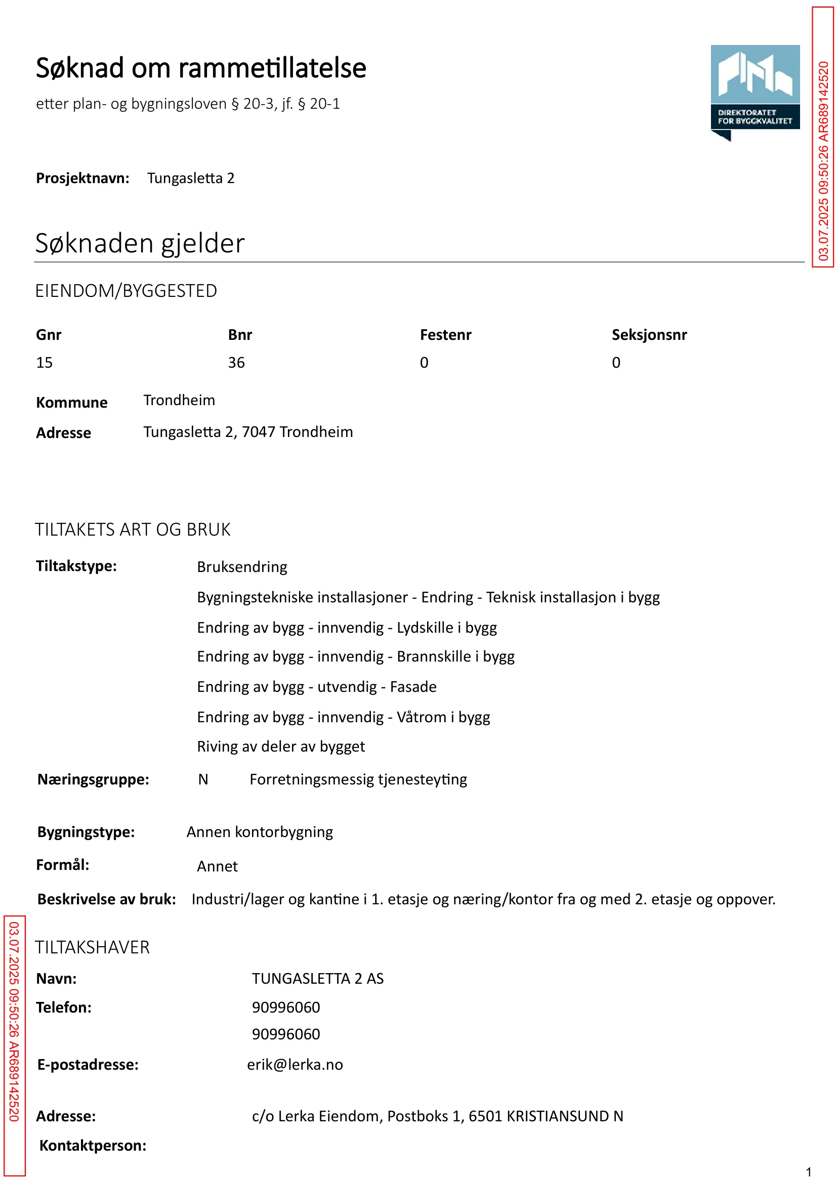 Søknad om rammetillatelse
