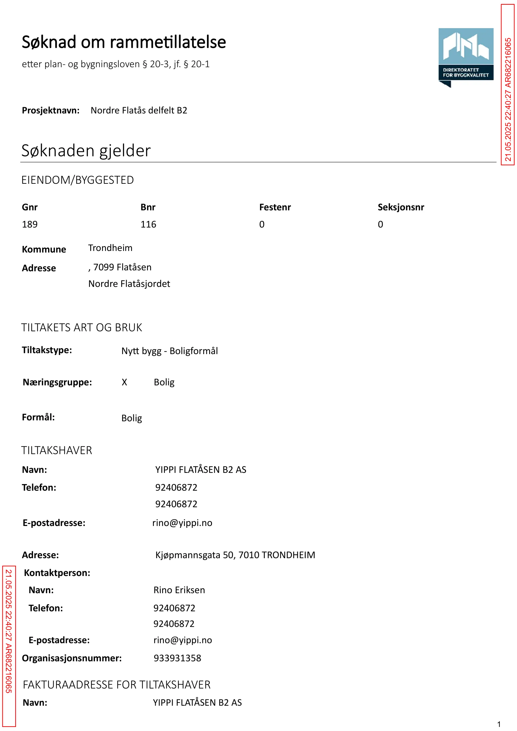 Søknad om rammetillatelse