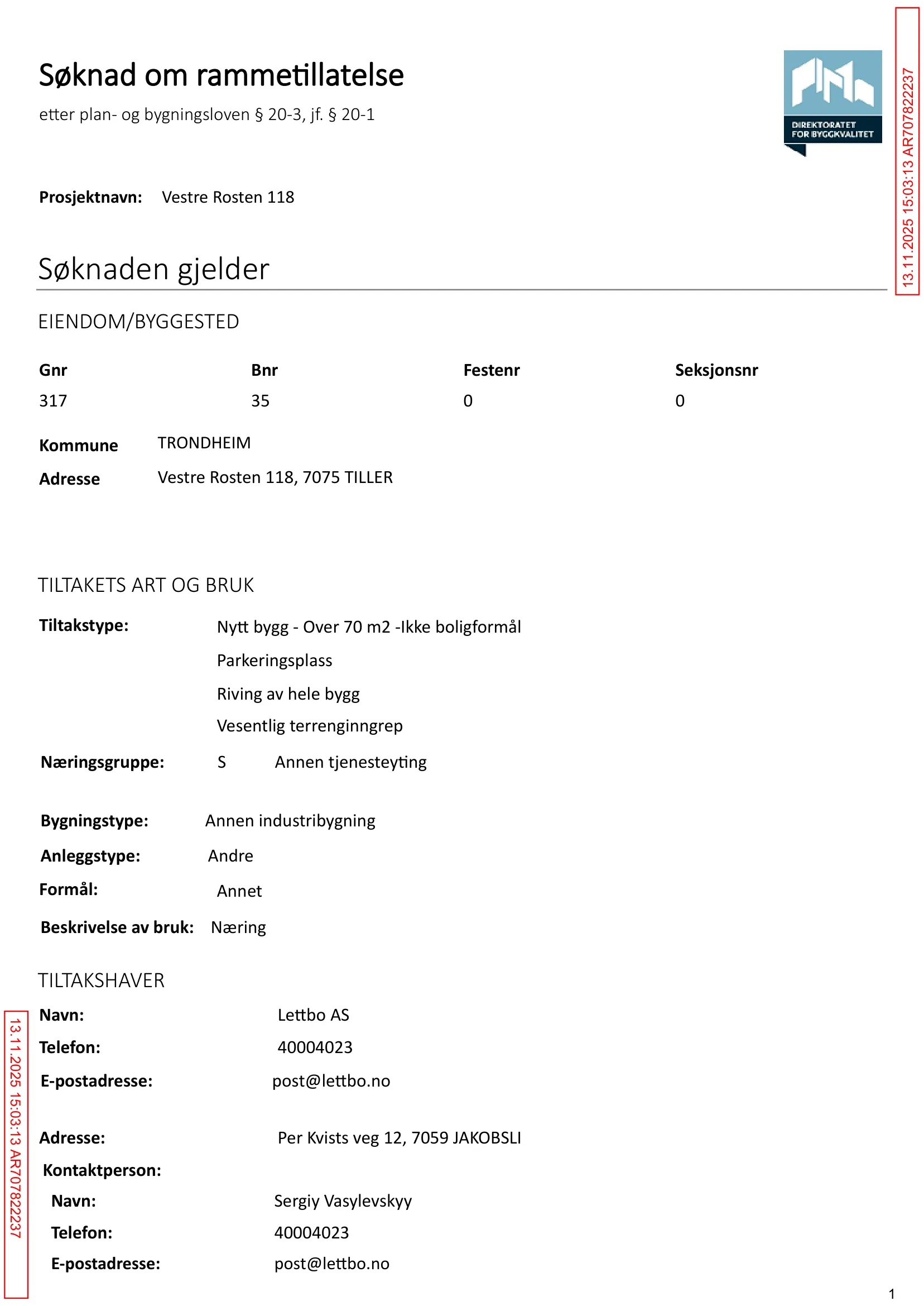Søknad om rammetillatelse