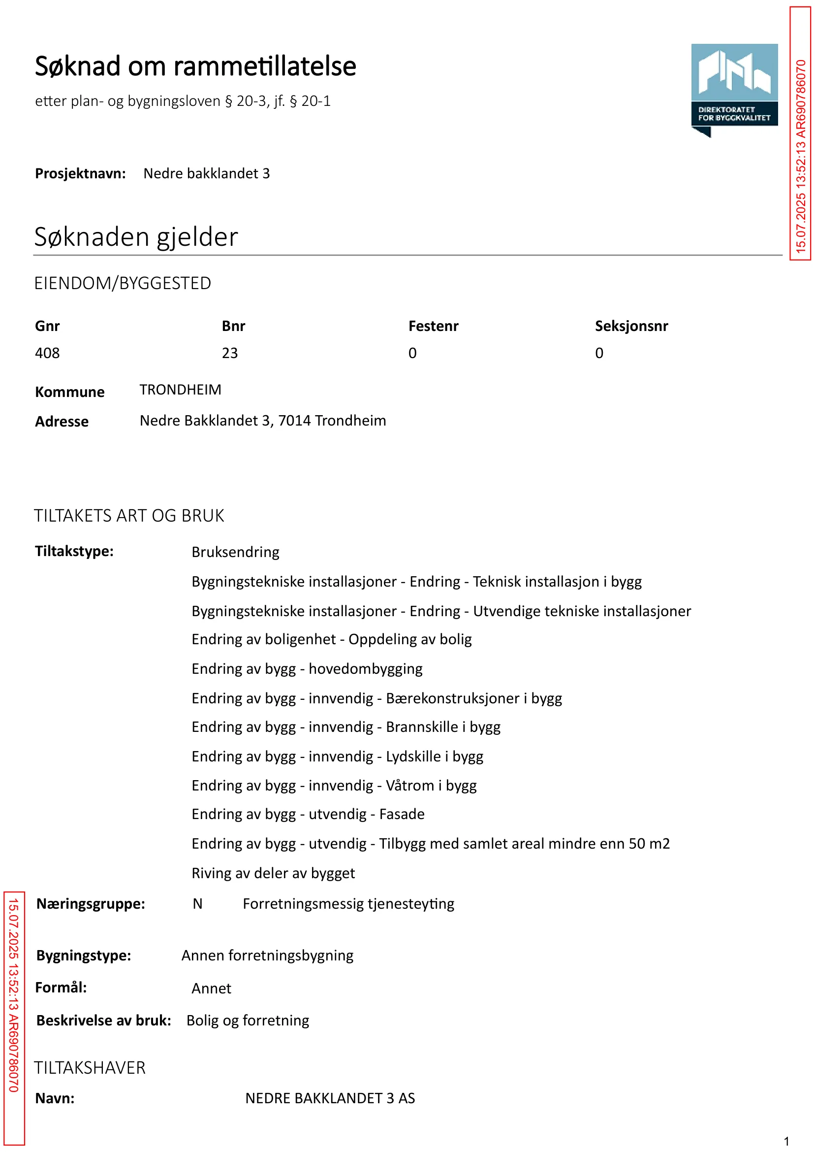 Søknad om rammetillatelse