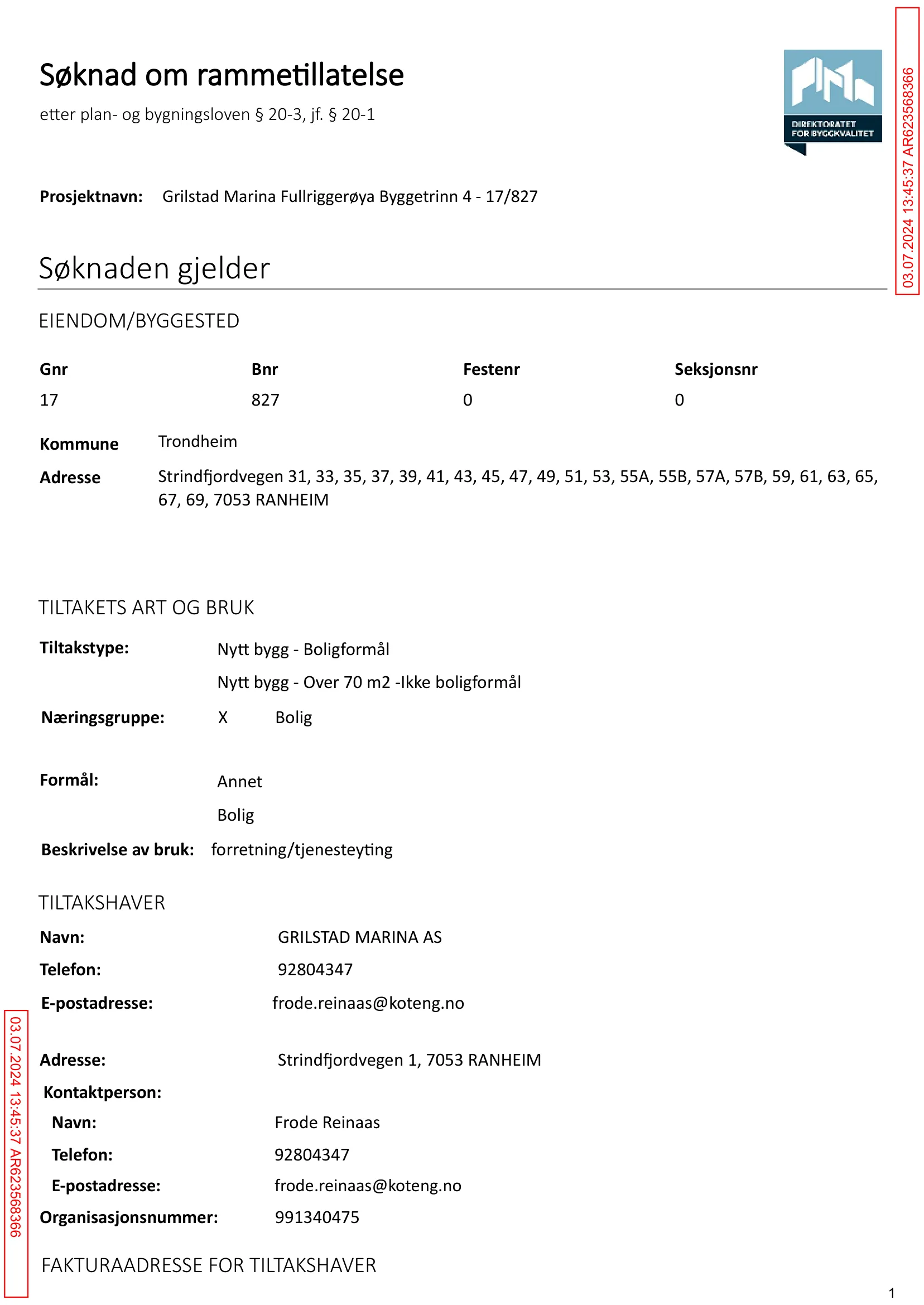 Søknad om rammetillatelse