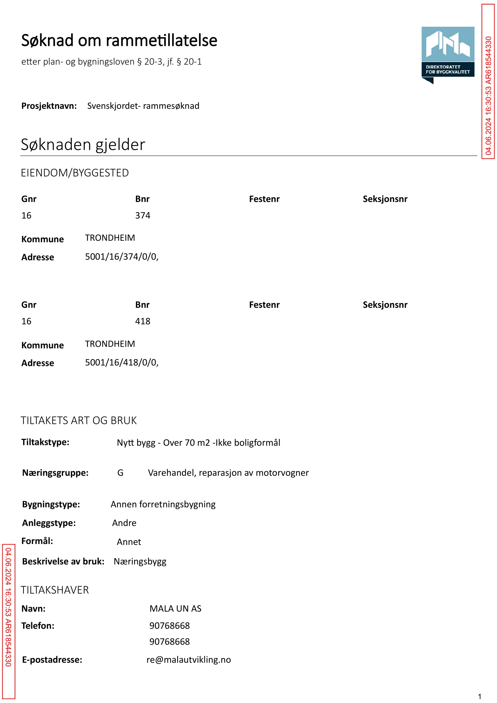 Søknad om rammetillatelse