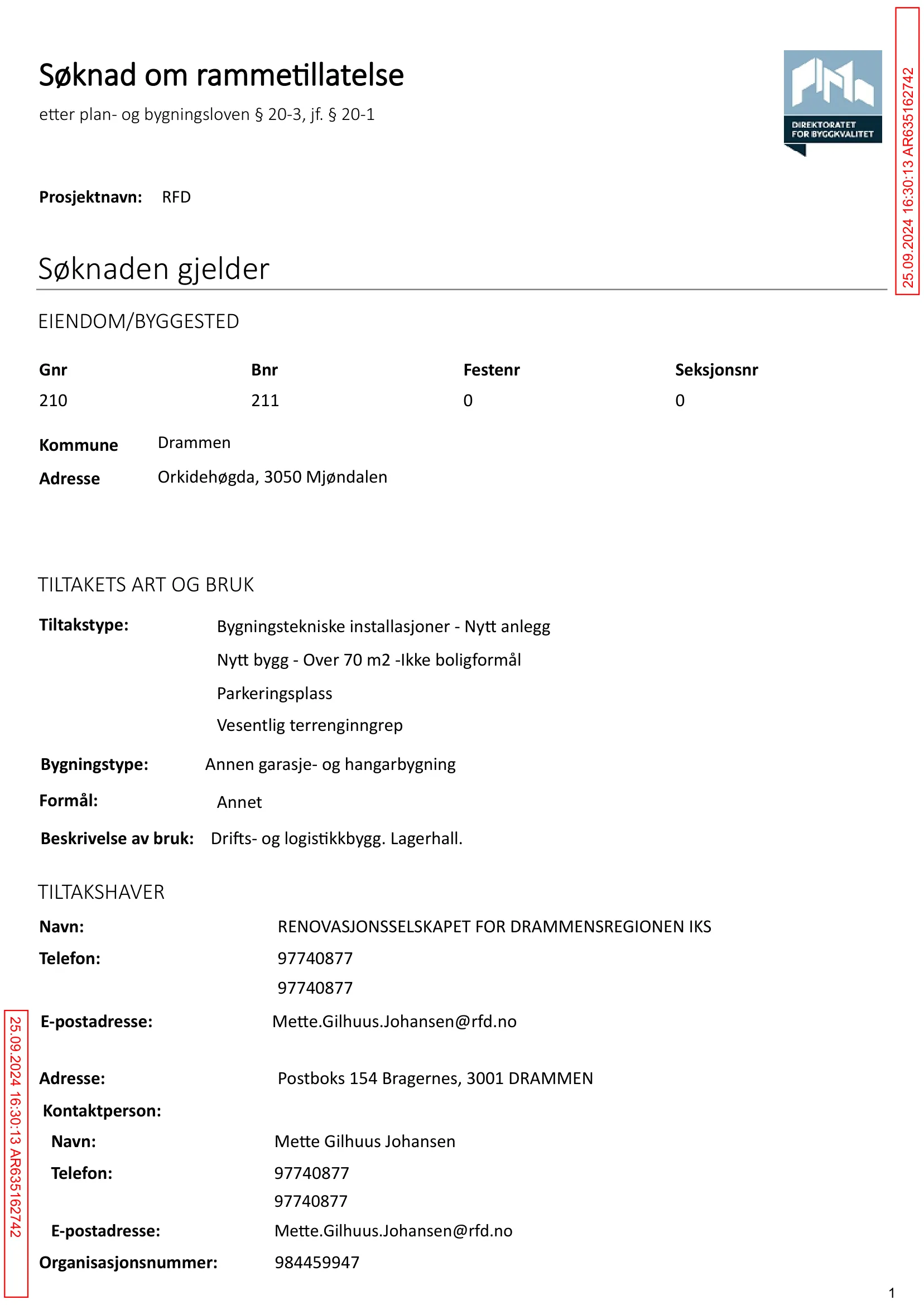 Søknad om rammetillatelse