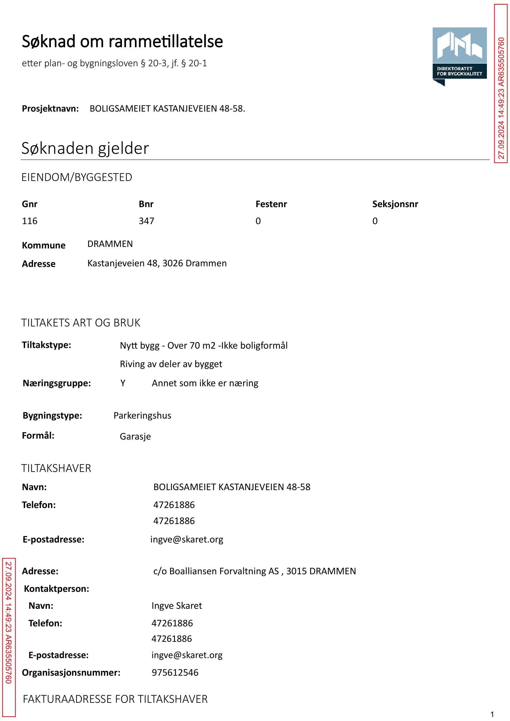 Søknad om rammetillatelse