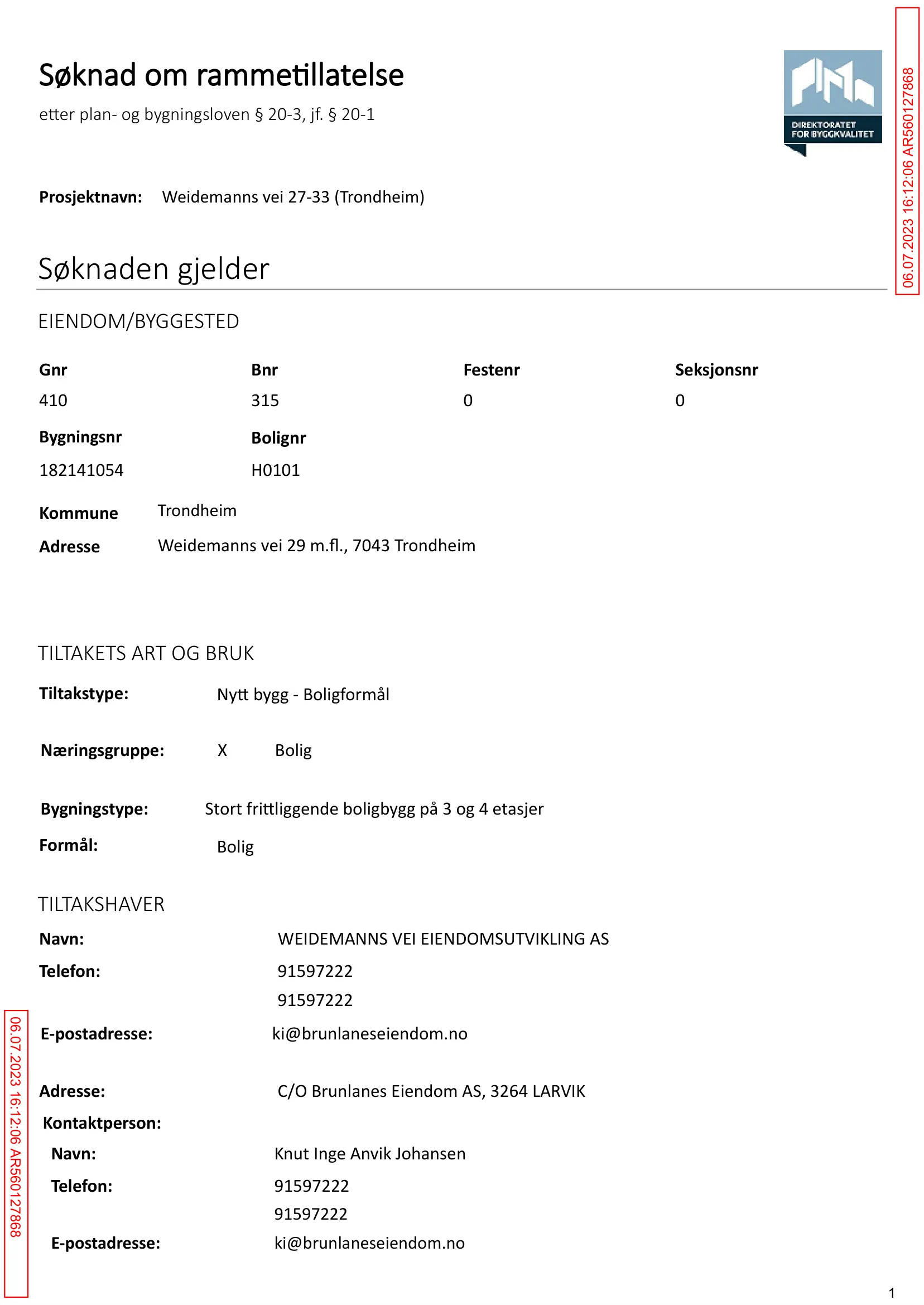 Søknad om rammetillatelse